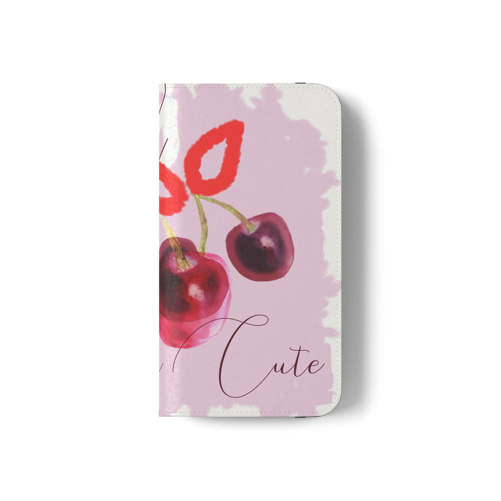 Cherry Cute Flip Phone Wallet Case — 'Ooh La La Cherry Cute' Watercolor Phone Flip Case, Cardholder Folio