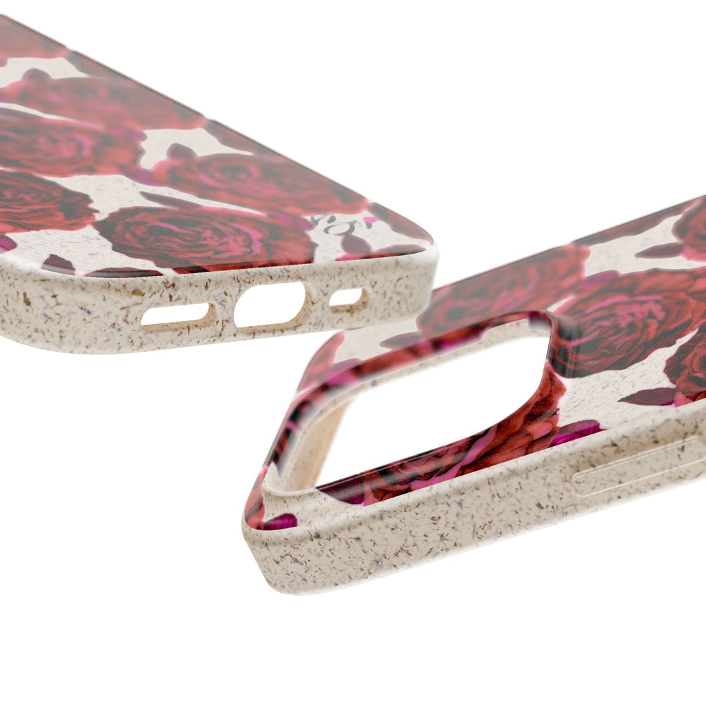 Biodegradable Phone Case — Vintage Rose Pattern Eco-Friendly iPhone Cover