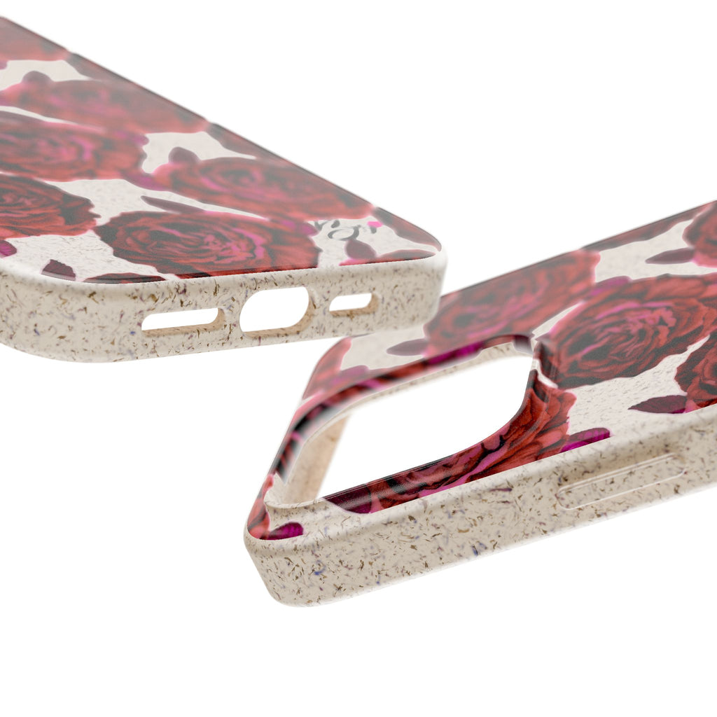 Biodegradable Phone Case — Vintage Rose Pattern Eco-Friendly iPhone Cover
