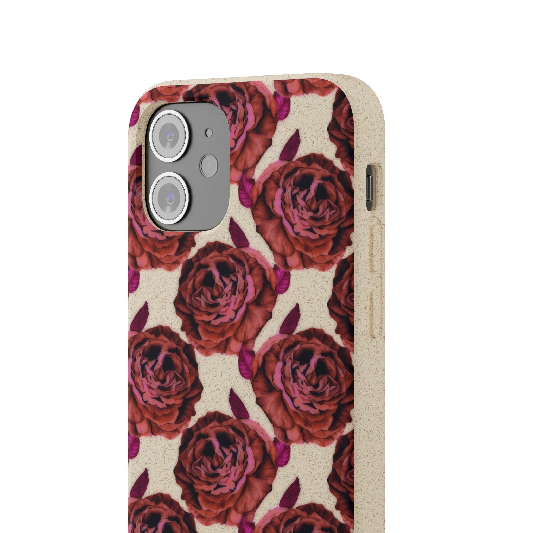 Biodegradable Phone Case — Vintage Rose Pattern Eco-Friendly iPhone Cover