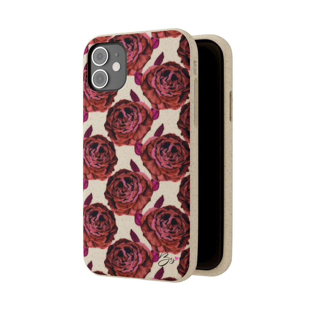 Biodegradable Phone Case — Vintage Rose Pattern Eco-Friendly iPhone Cover