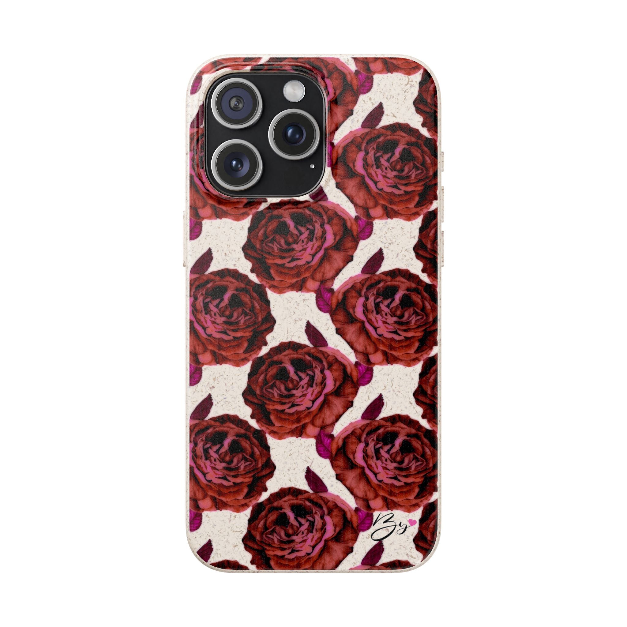 Biodegradable Phone Case — Vintage Rose Pattern Eco-Friendly iPhone Cover