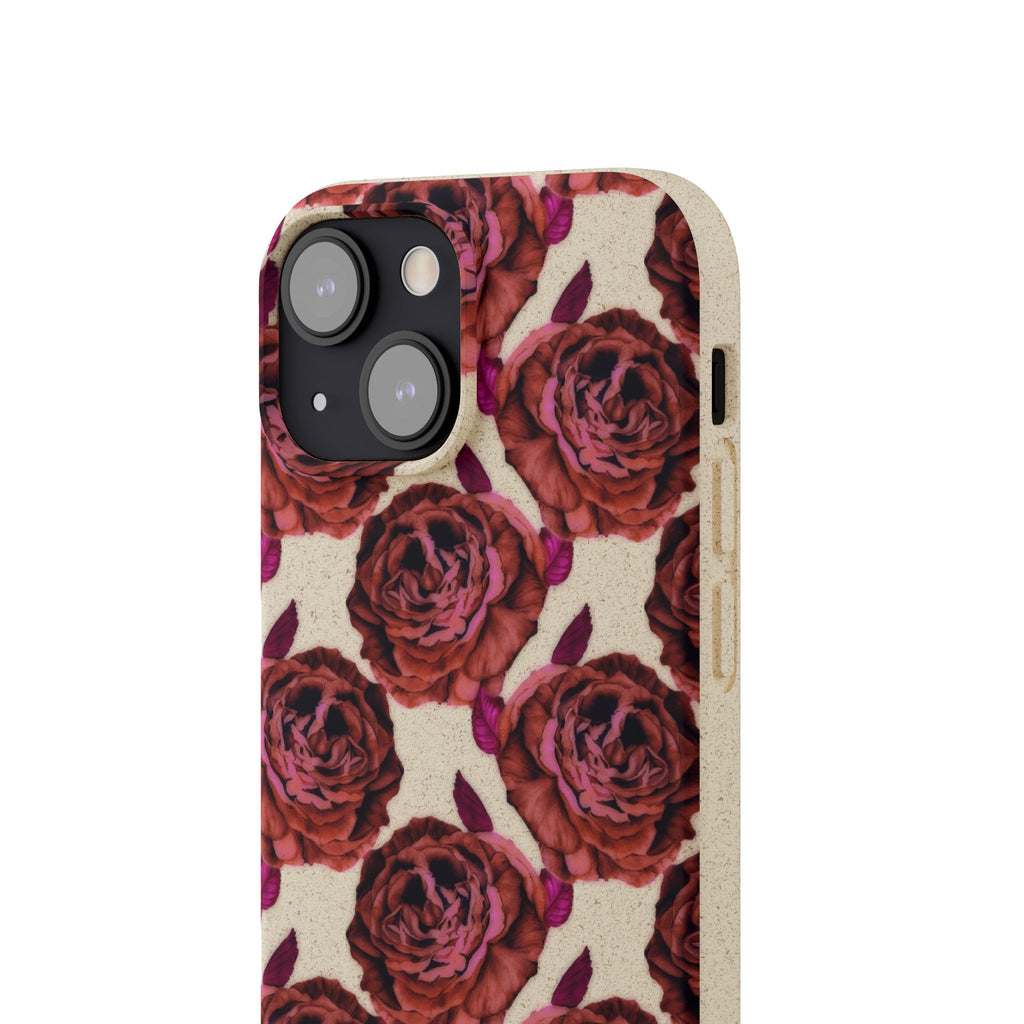 Biodegradable Phone Case — Vintage Rose Pattern Eco-Friendly iPhone Cover