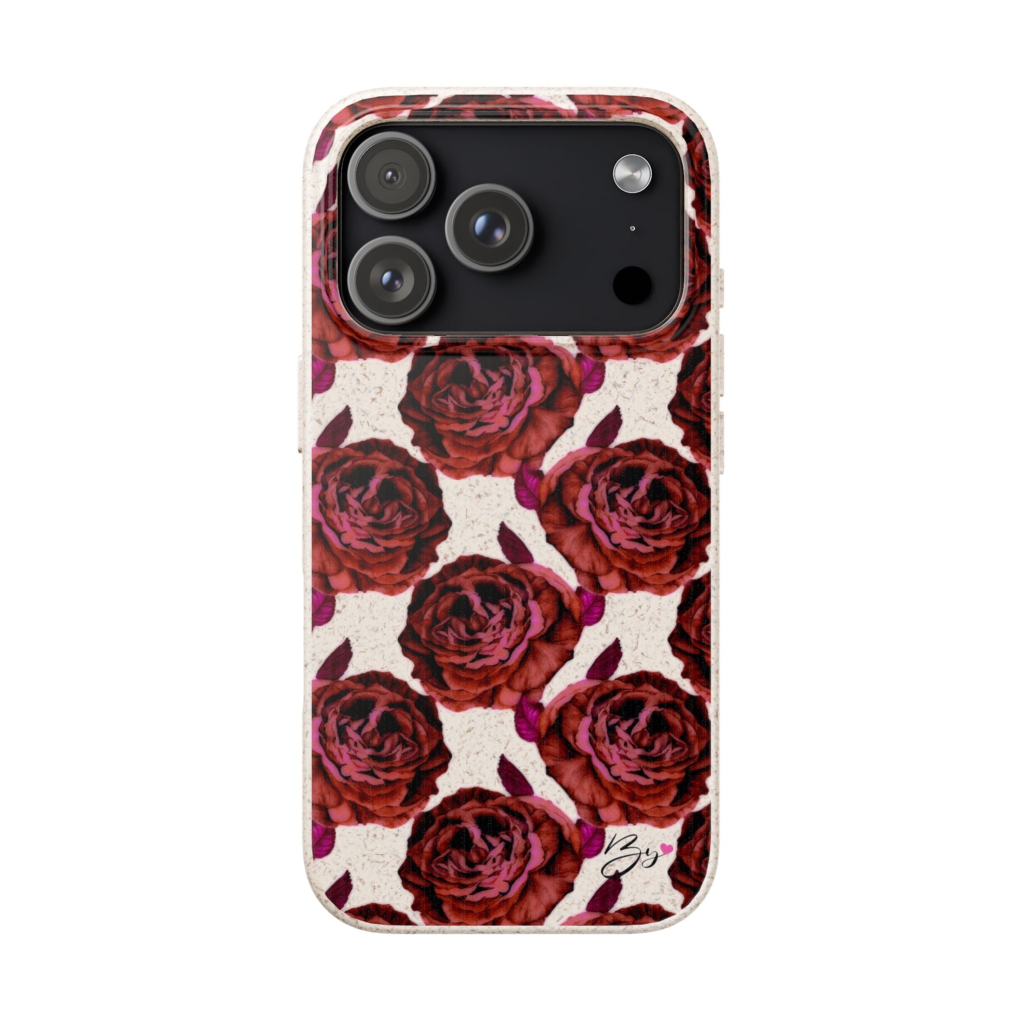 Biodegradable Phone Case — Vintage Rose Pattern Eco-Friendly iPhone Cover
