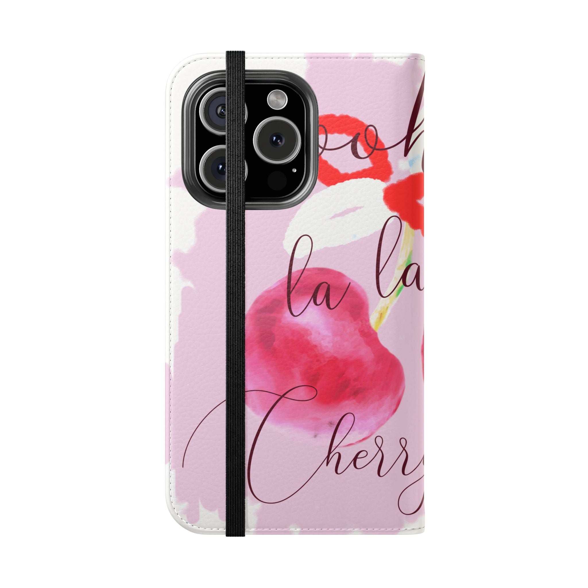 Cherry Cute Flip Phone Wallet Case — 'Ooh La La Cherry Cute' Watercolor Phone Flip Case, Cardholder Folio