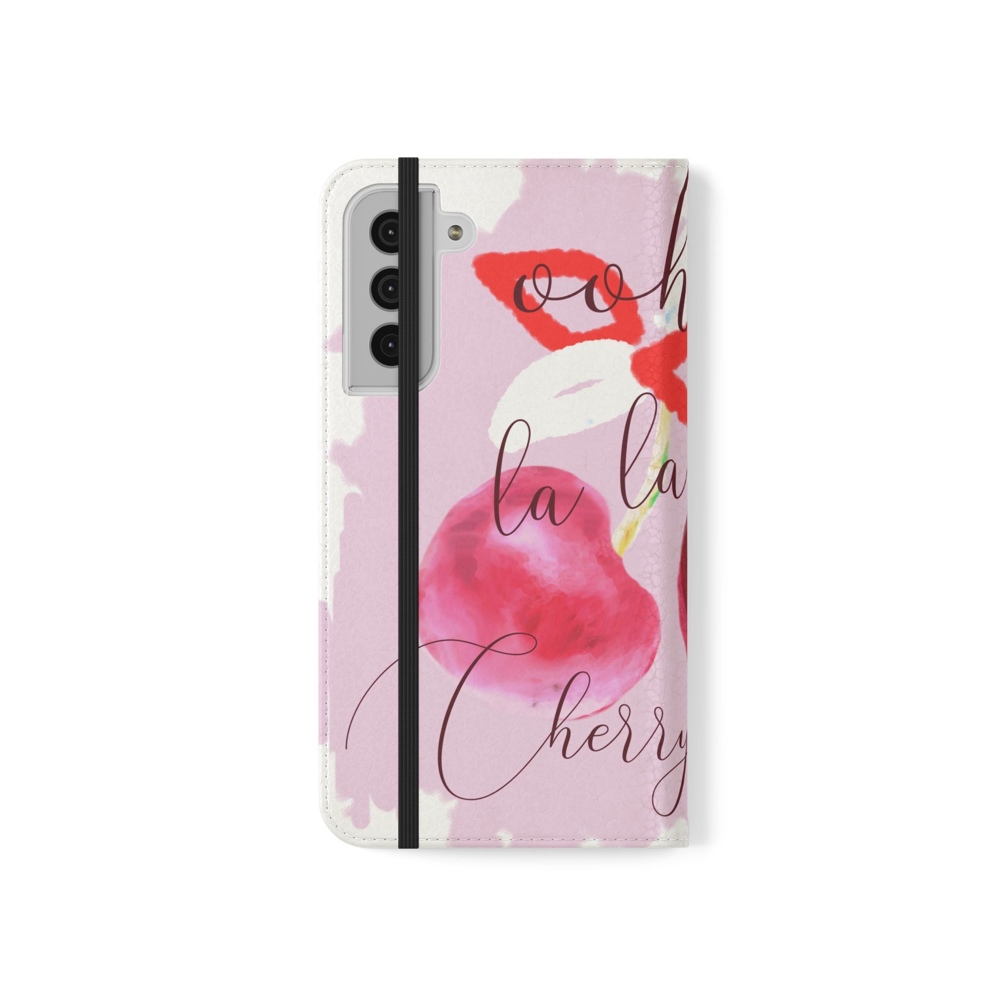 Cherry Cute Flip Phone Wallet Case — 'Ooh La La Cherry Cute' Watercolor Phone Flip Case, Cardholder Folio
