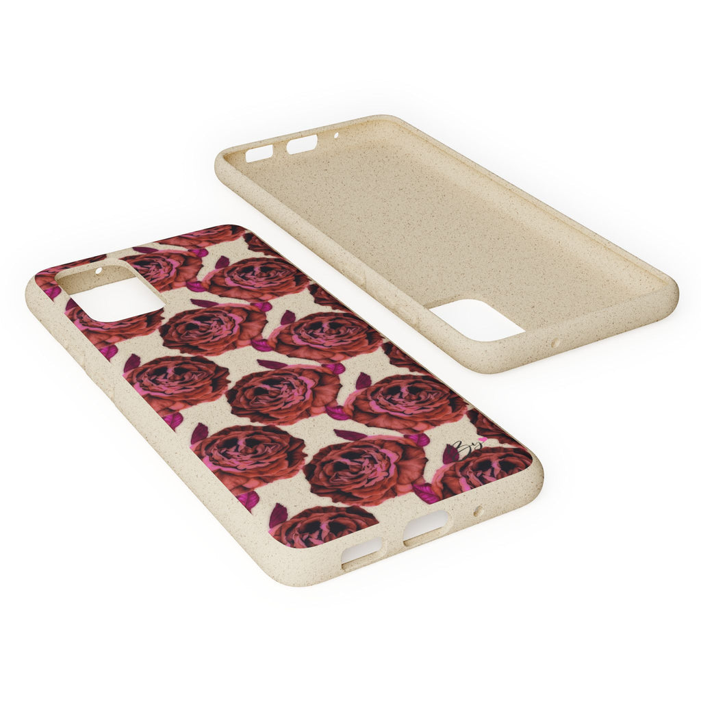 Biodegradable Phone Case — Vintage Rose Pattern Eco-Friendly iPhone Cover