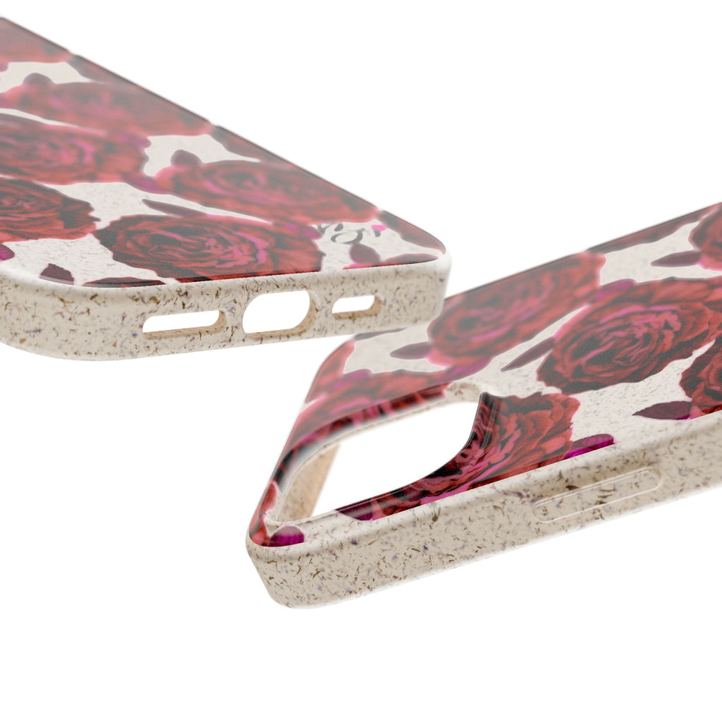 Biodegradable Phone Case — Vintage Rose Pattern Eco-Friendly iPhone Cover