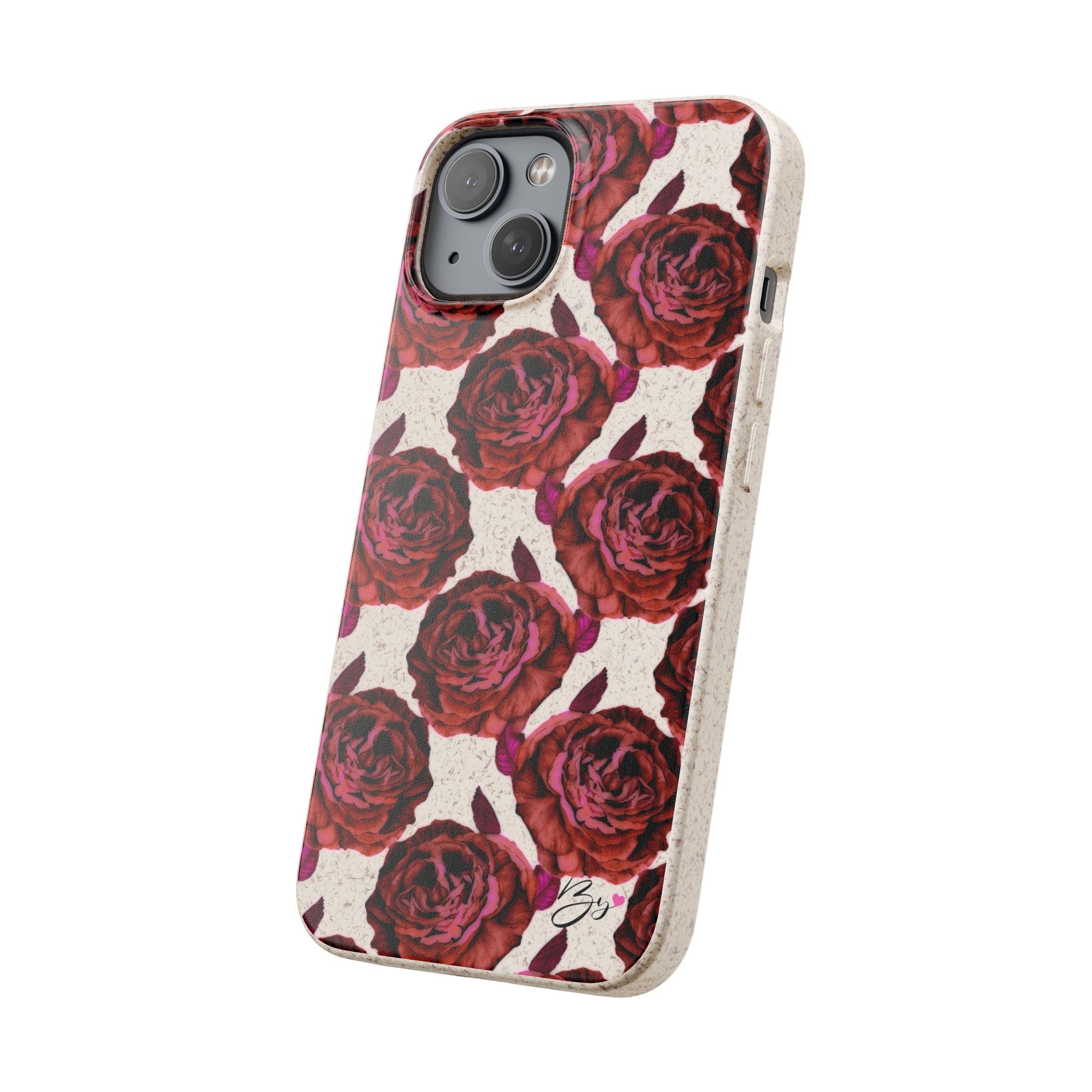 Biodegradable Phone Case — Vintage Rose Pattern Eco-Friendly iPhone Cover