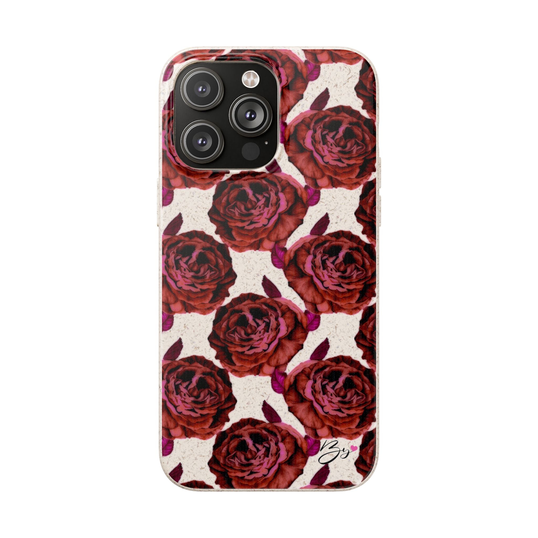 Biodegradable Phone Case — Vintage Rose Pattern Eco-Friendly iPhone Cover
