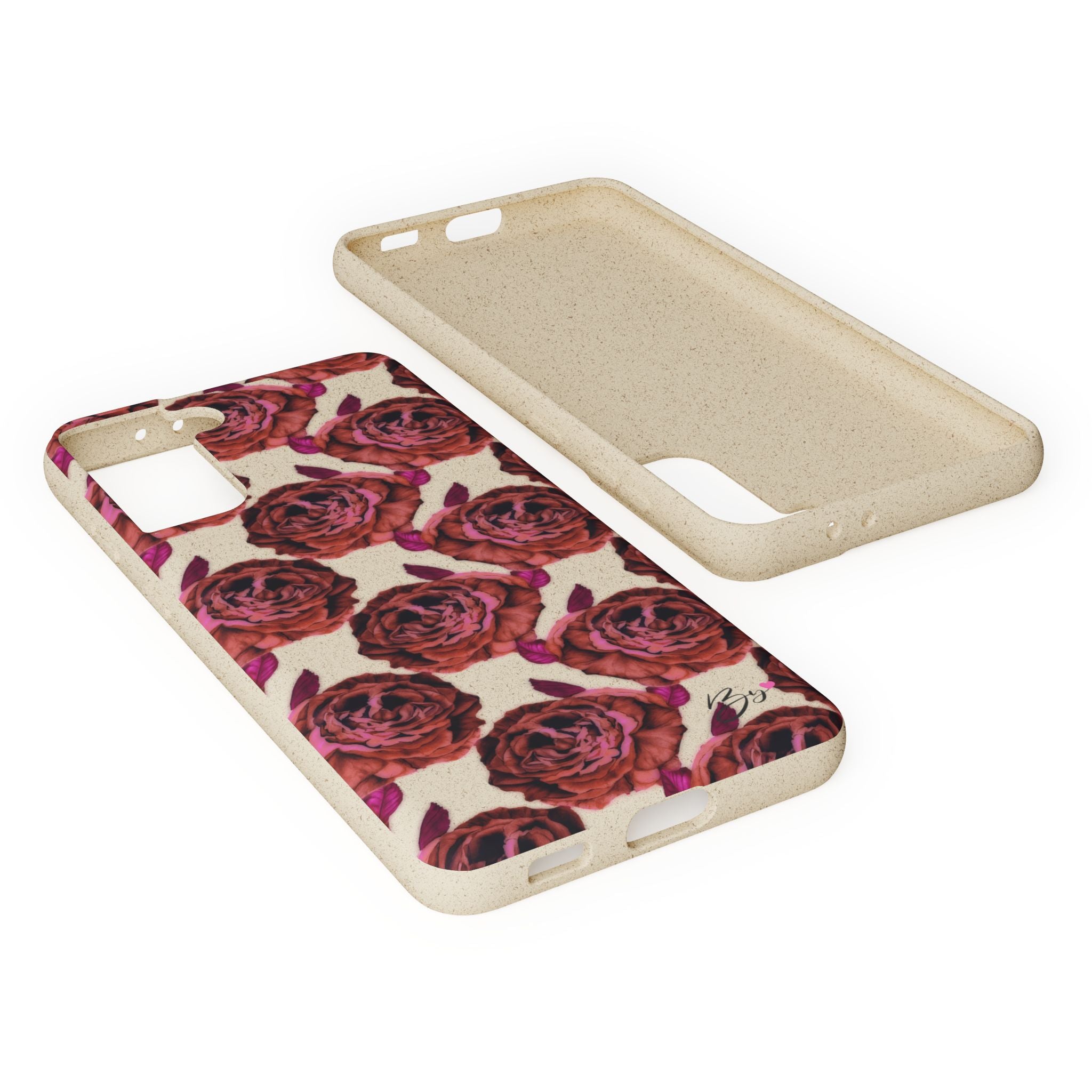 Biodegradable Phone Case — Vintage Rose Pattern Eco-Friendly iPhone Cover