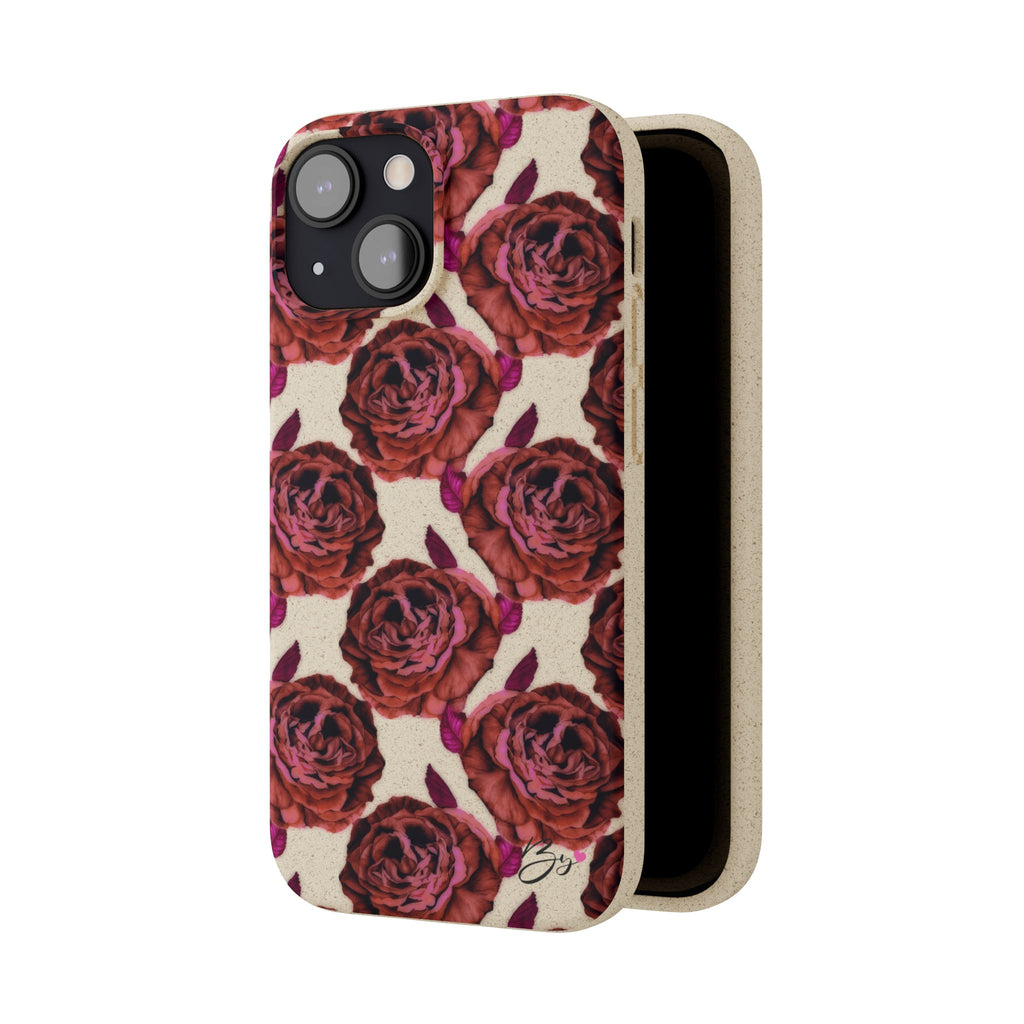 Biodegradable Phone Case — Vintage Rose Pattern Eco-Friendly iPhone Cover