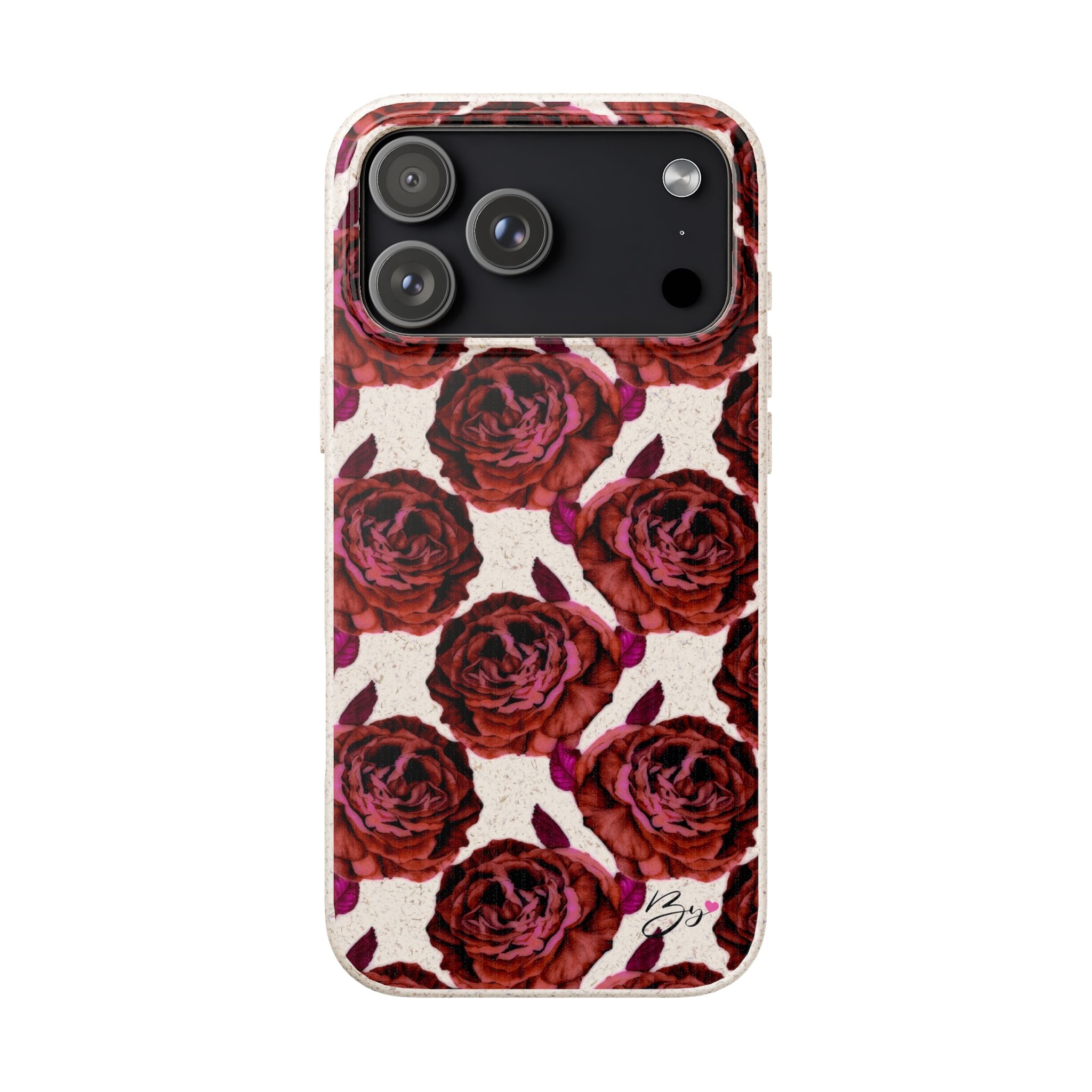 Biodegradable Phone Case — Vintage Rose Pattern Eco-Friendly iPhone Cover