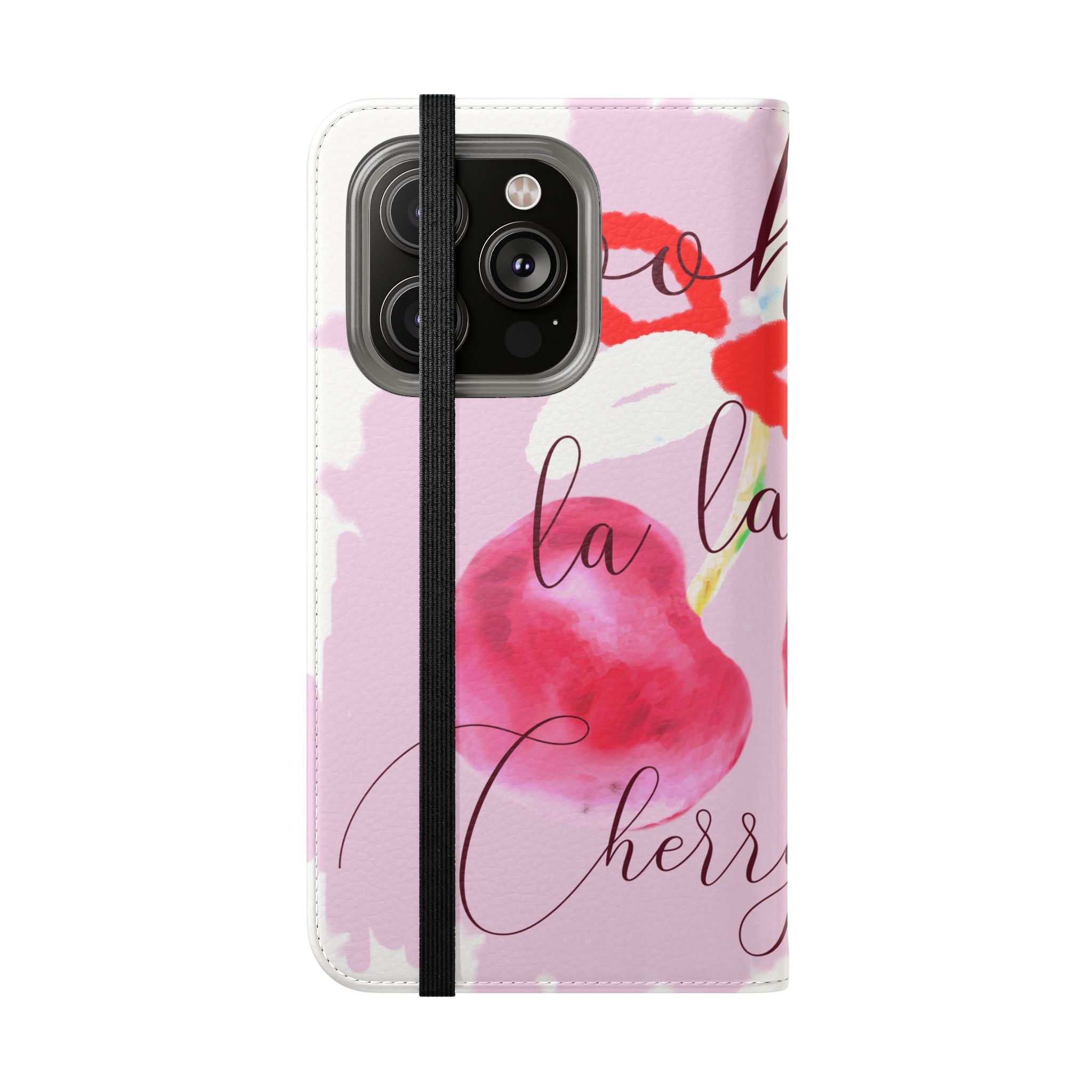 Cherry Cute Flip Phone Wallet Case — 'Ooh La La Cherry Cute' Watercolor Phone Flip Case, Cardholder Folio