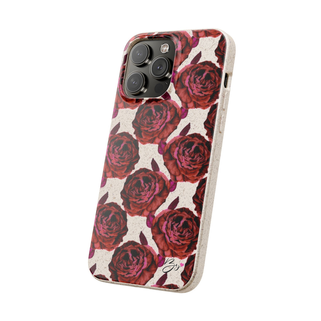 Biodegradable Phone Case — Vintage Rose Pattern Eco-Friendly iPhone Cover