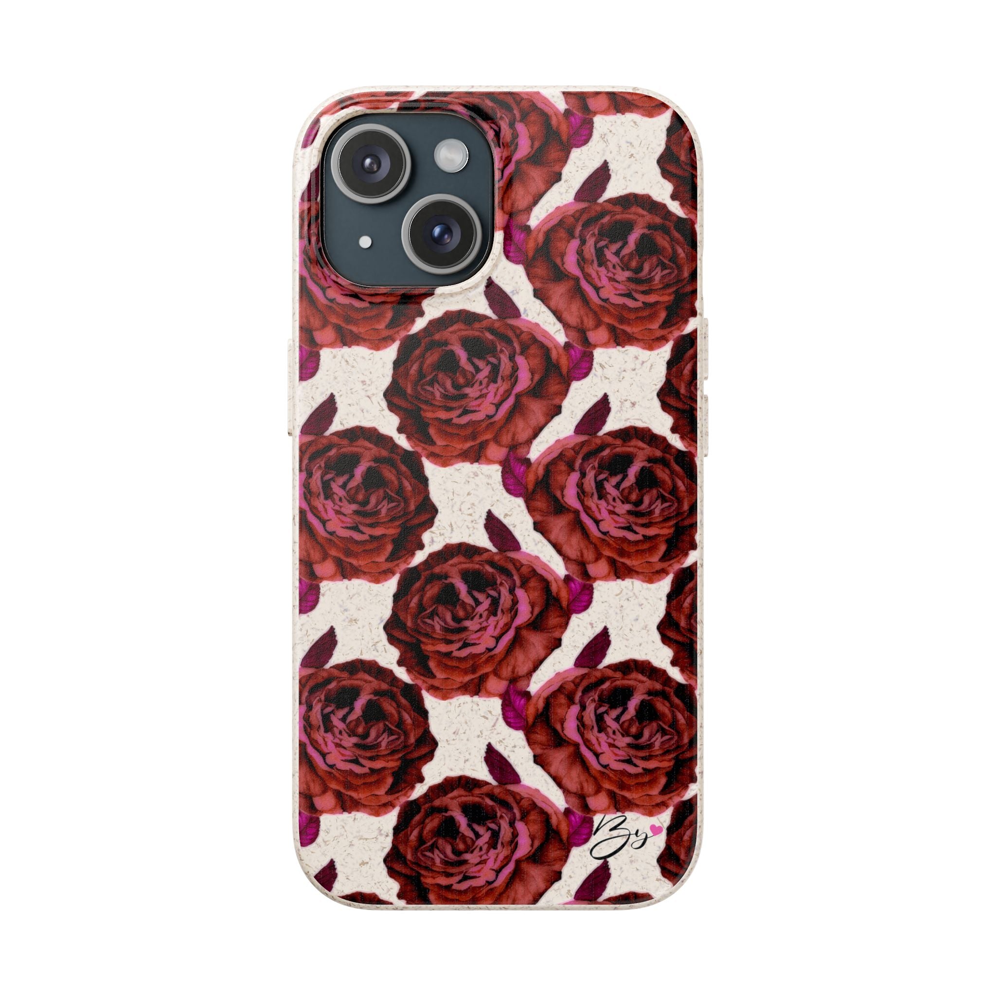 Biodegradable Phone Case — Vintage Rose Pattern Eco-Friendly iPhone Cover
