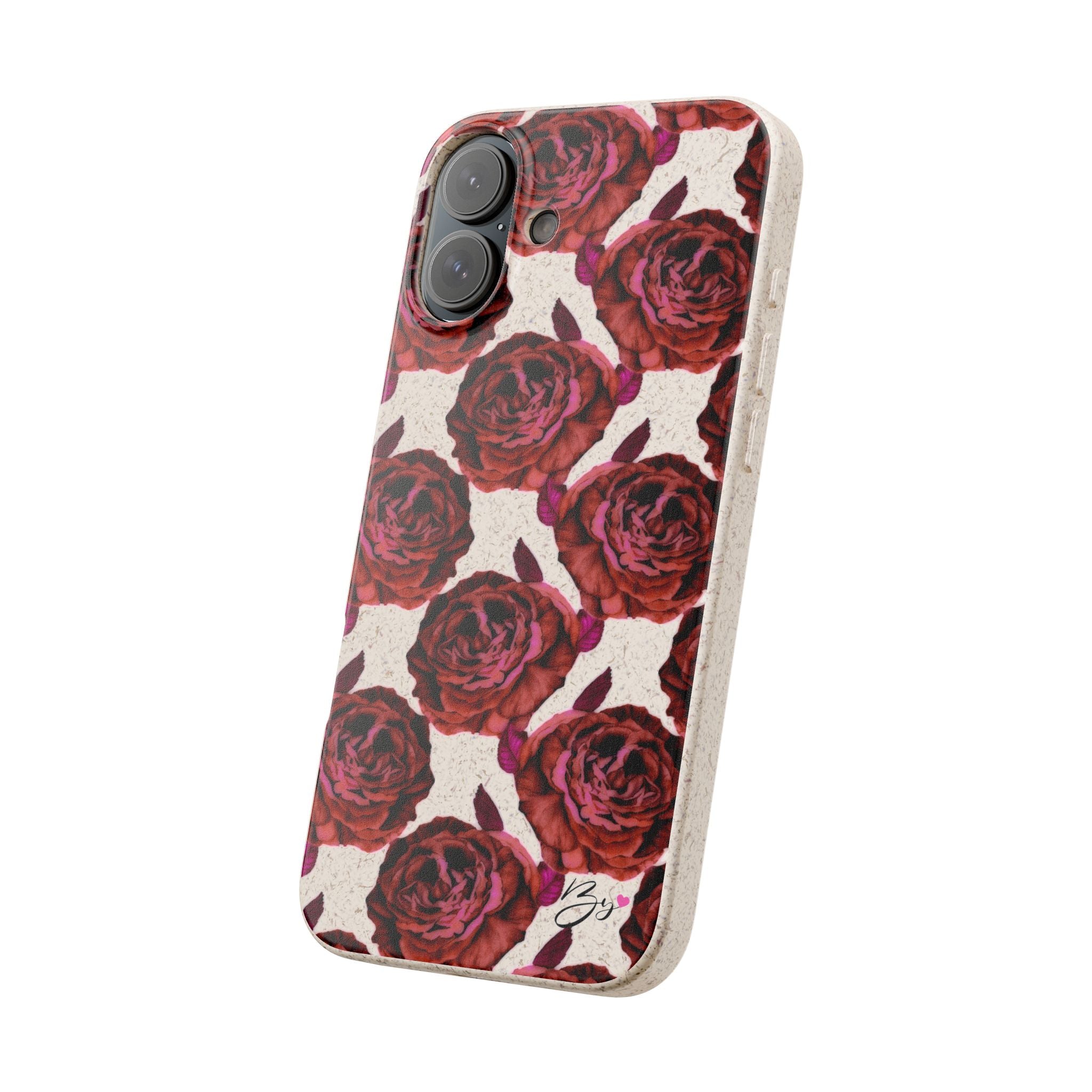 Biodegradable Phone Case — Vintage Rose Pattern Eco-Friendly iPhone Cover