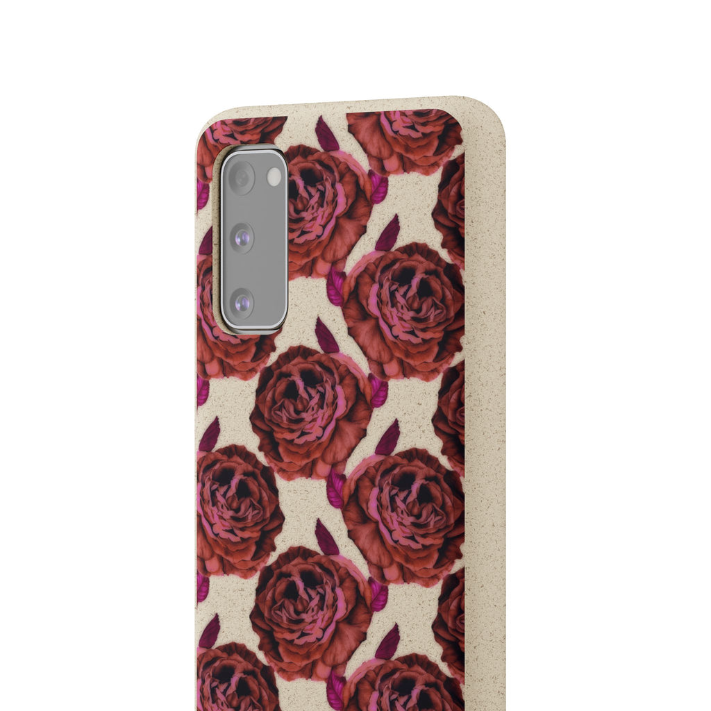 Biodegradable Phone Case — Vintage Rose Pattern Eco-Friendly iPhone Cover