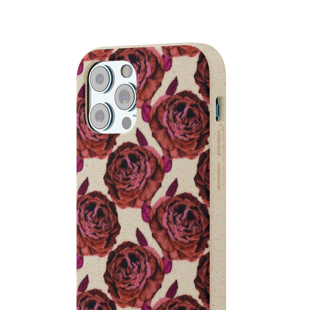 Biodegradable Phone Case — Vintage Rose Pattern Eco-Friendly iPhone Cover