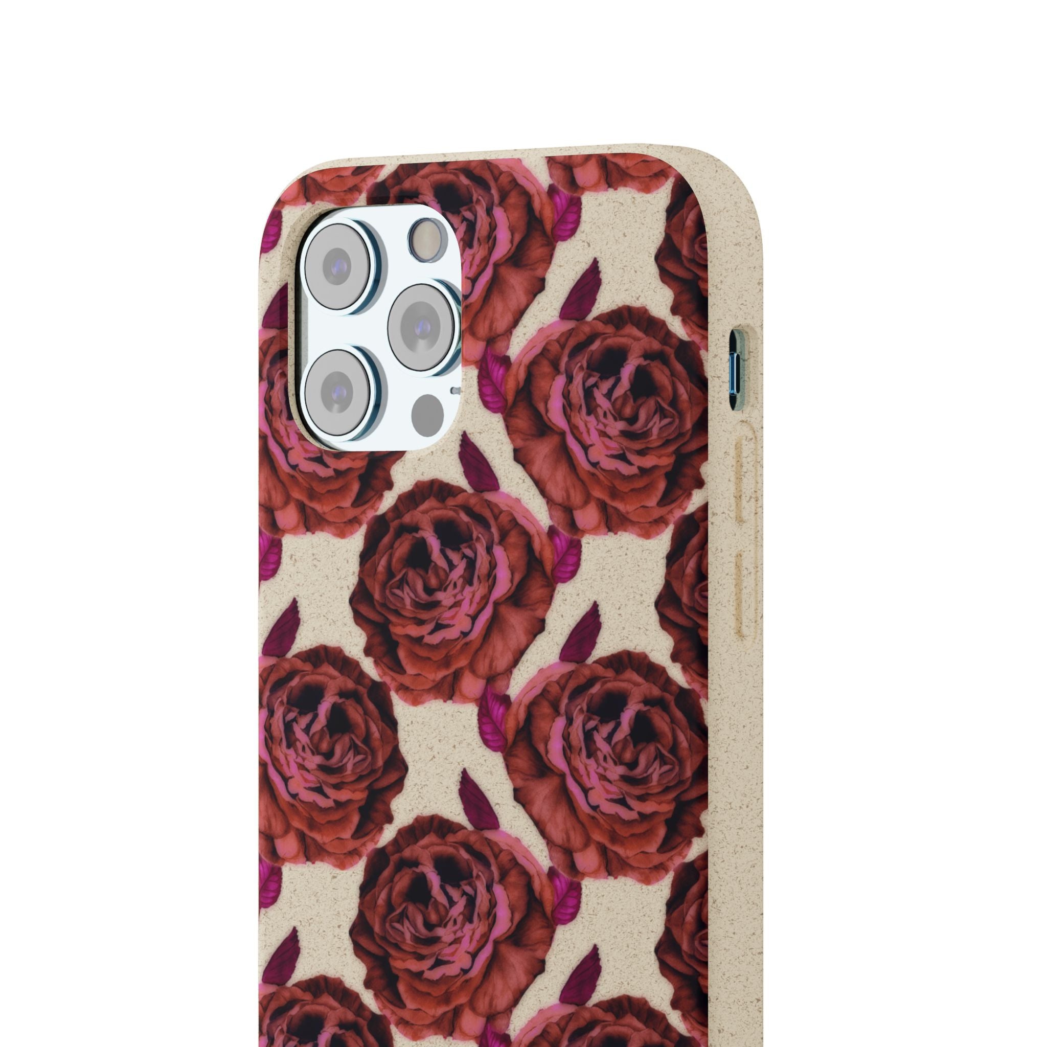 Biodegradable Phone Case — Vintage Rose Pattern Eco-Friendly iPhone Cover