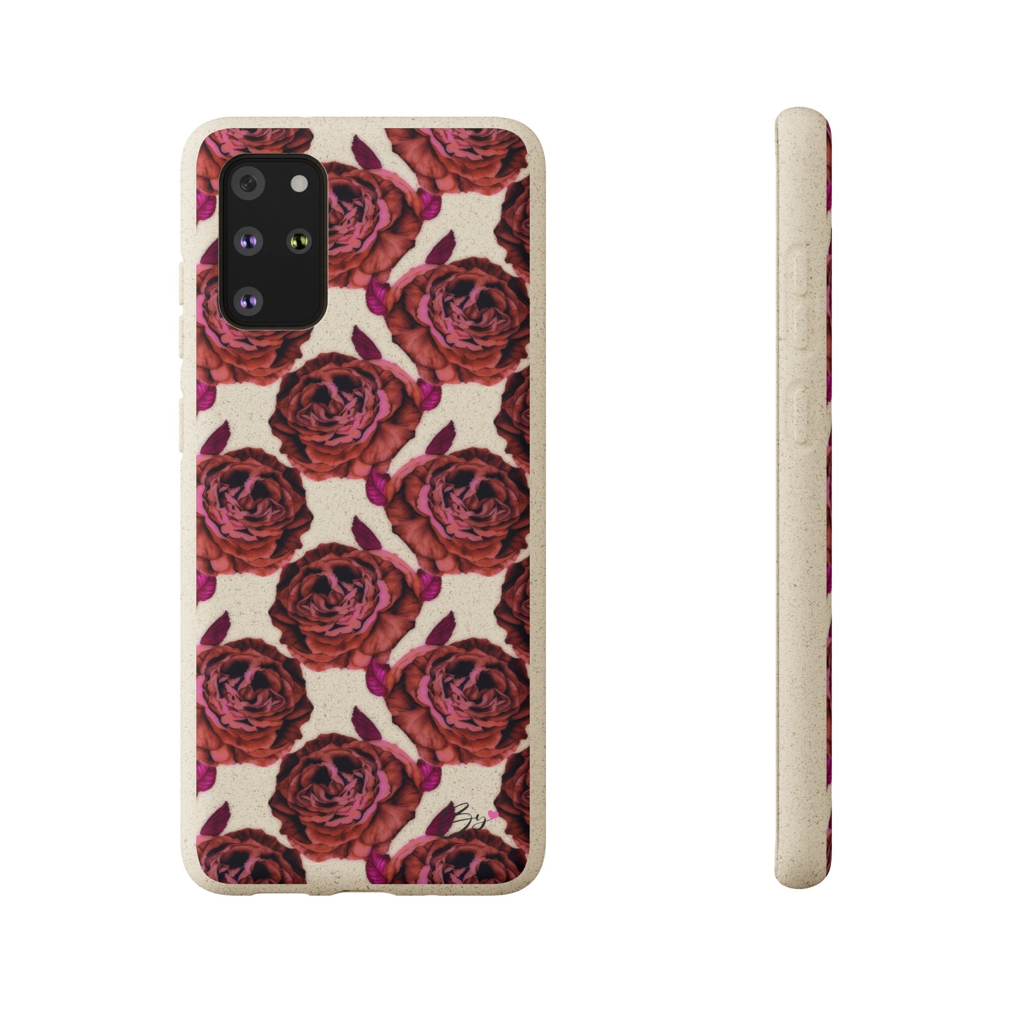 Biodegradable Phone Case — Vintage Rose Pattern Eco-Friendly iPhone Cover