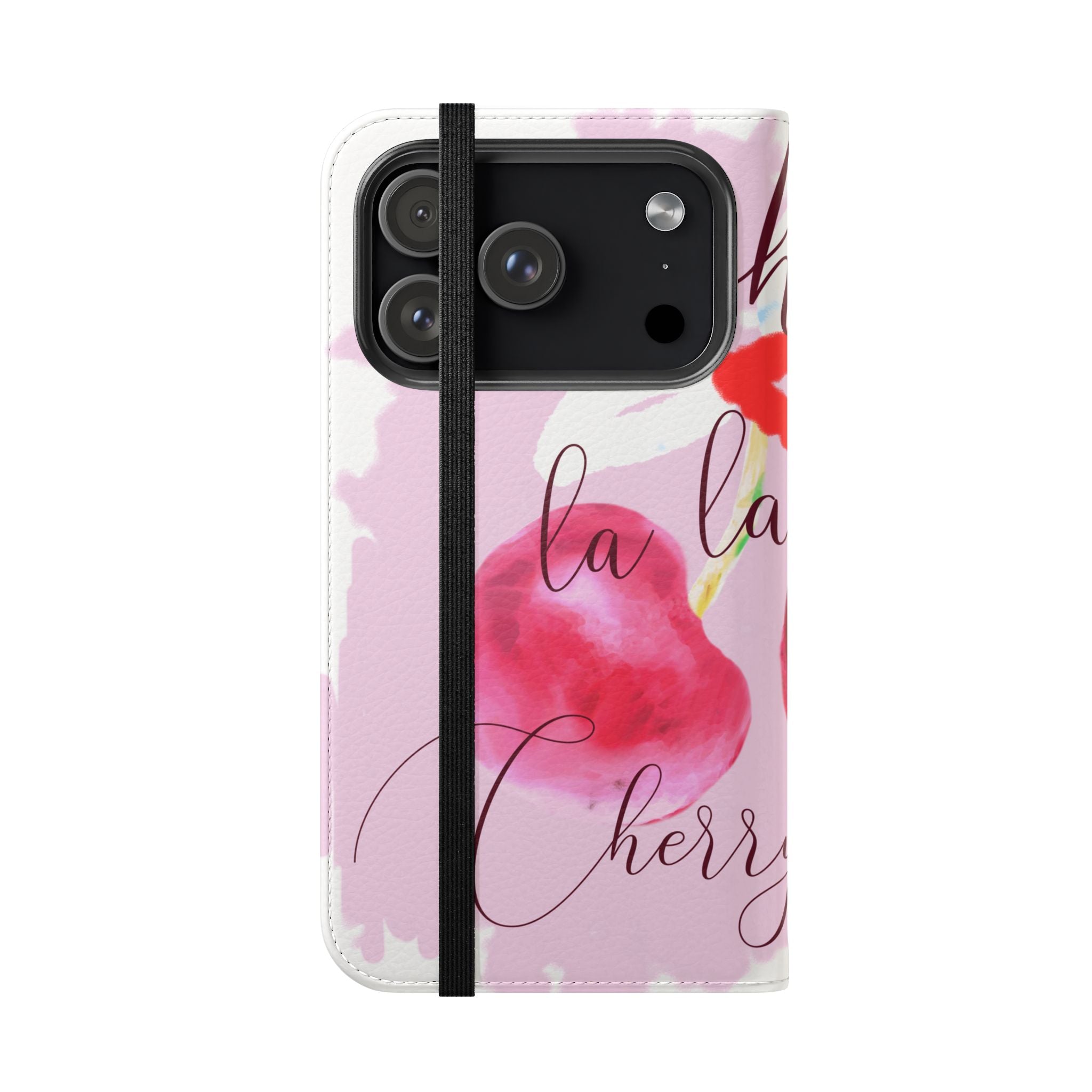Cherry Cute Flip Phone Wallet Case — 'Ooh La La Cherry Cute' Watercolor Phone Flip Case, Cardholder Folio