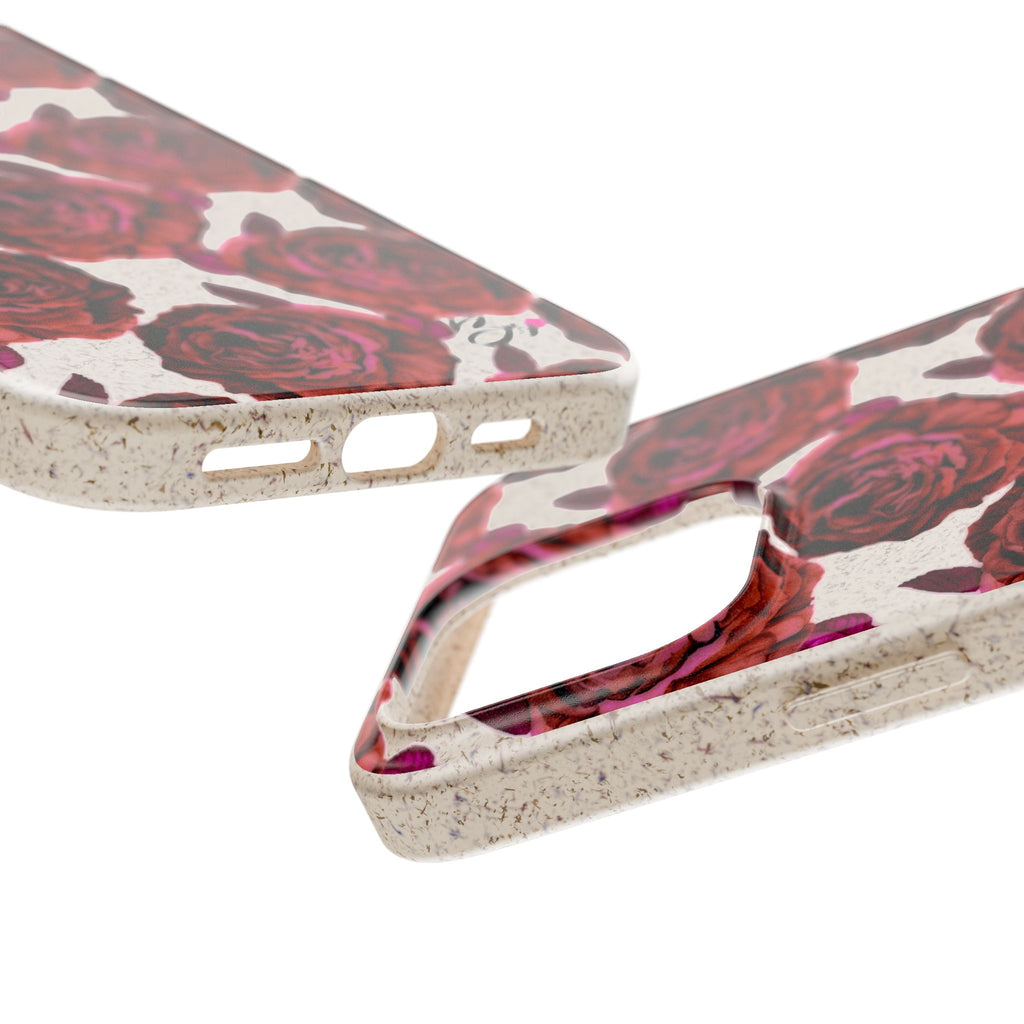 Biodegradable Phone Case — Vintage Rose Pattern Eco-Friendly iPhone Cover