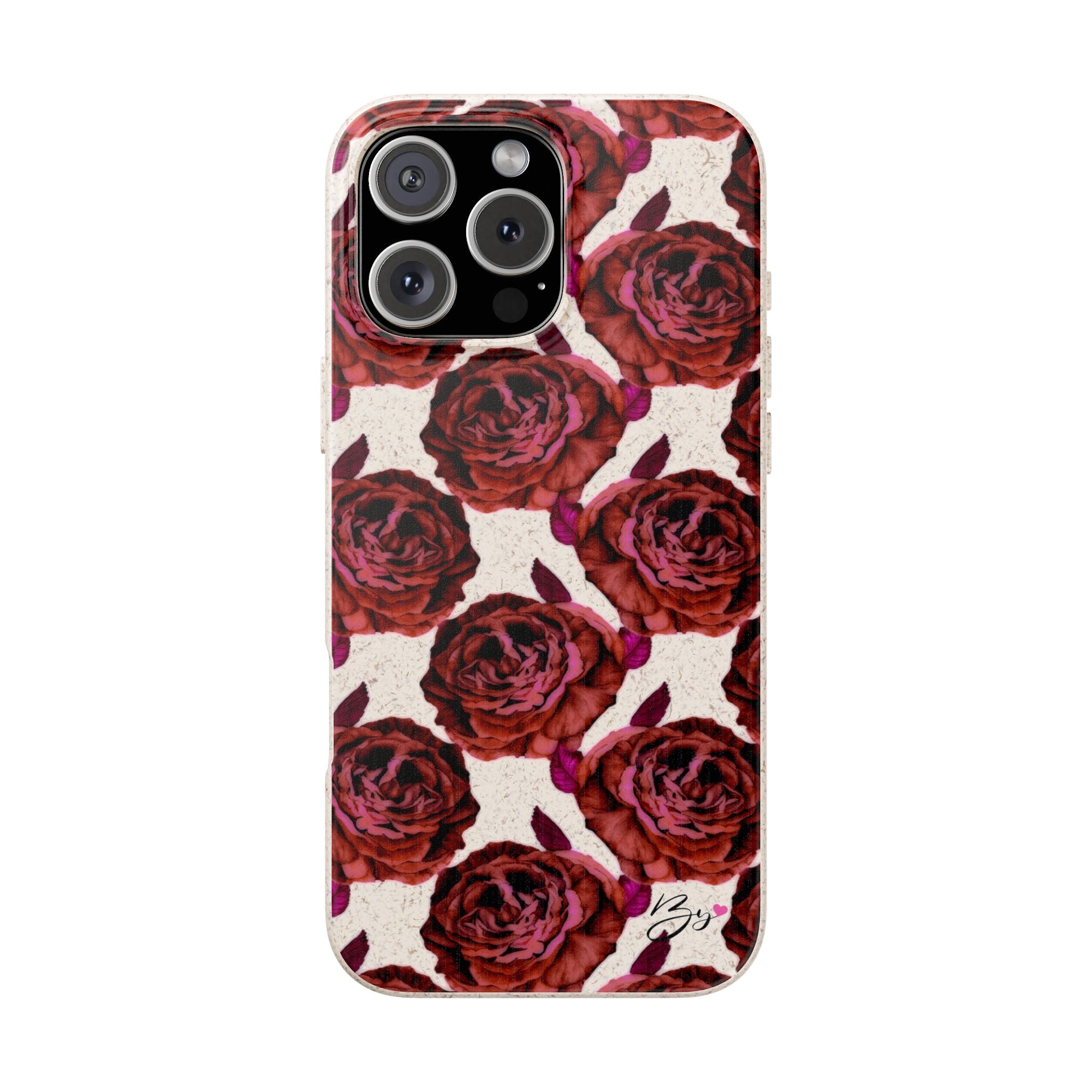 Biodegradable Phone Case — Vintage Rose Pattern Eco-Friendly iPhone Cover