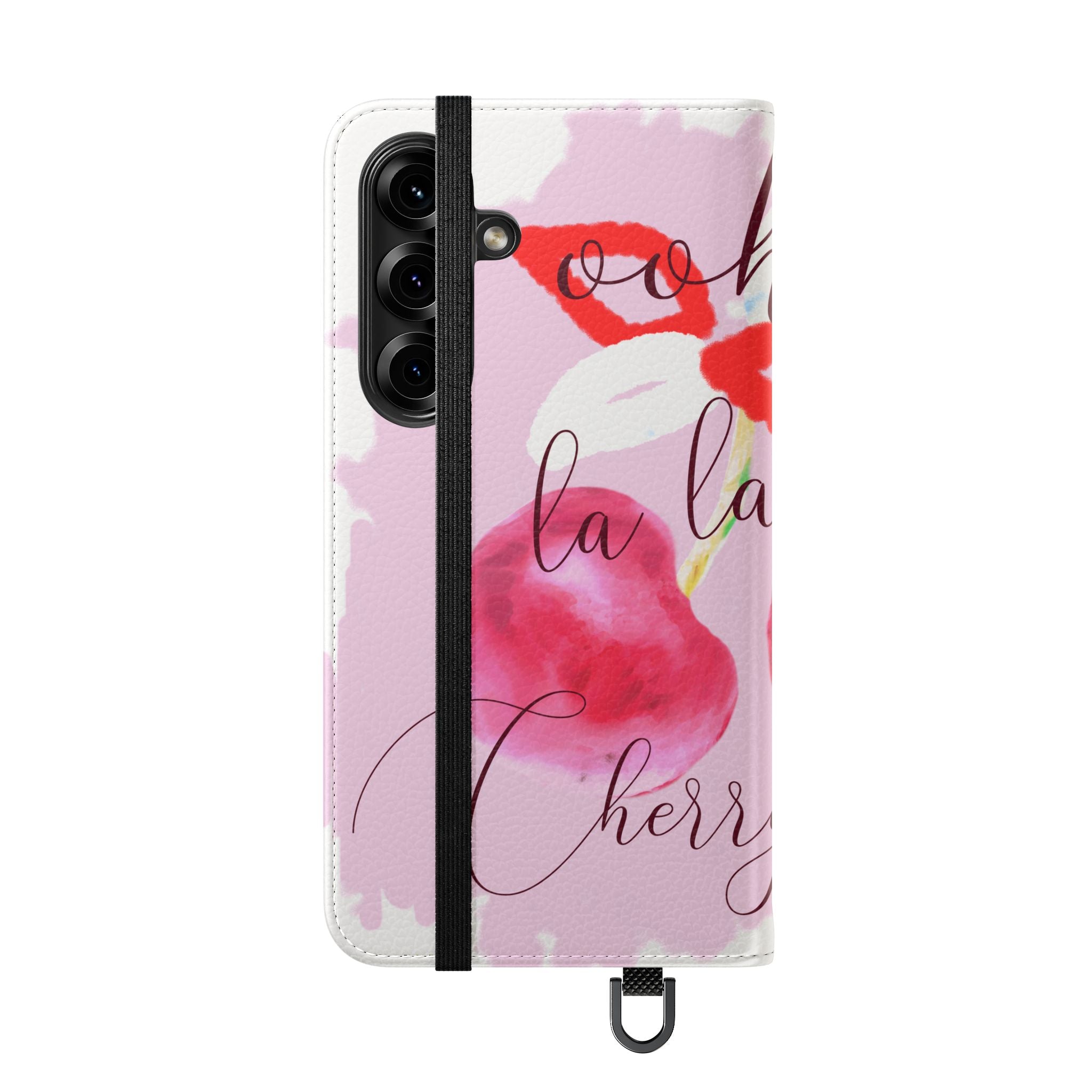 Cherry Cute Flip Phone Wallet Case — 'Ooh La La Cherry Cute' Watercolor Phone Flip Case, Cardholder Folio