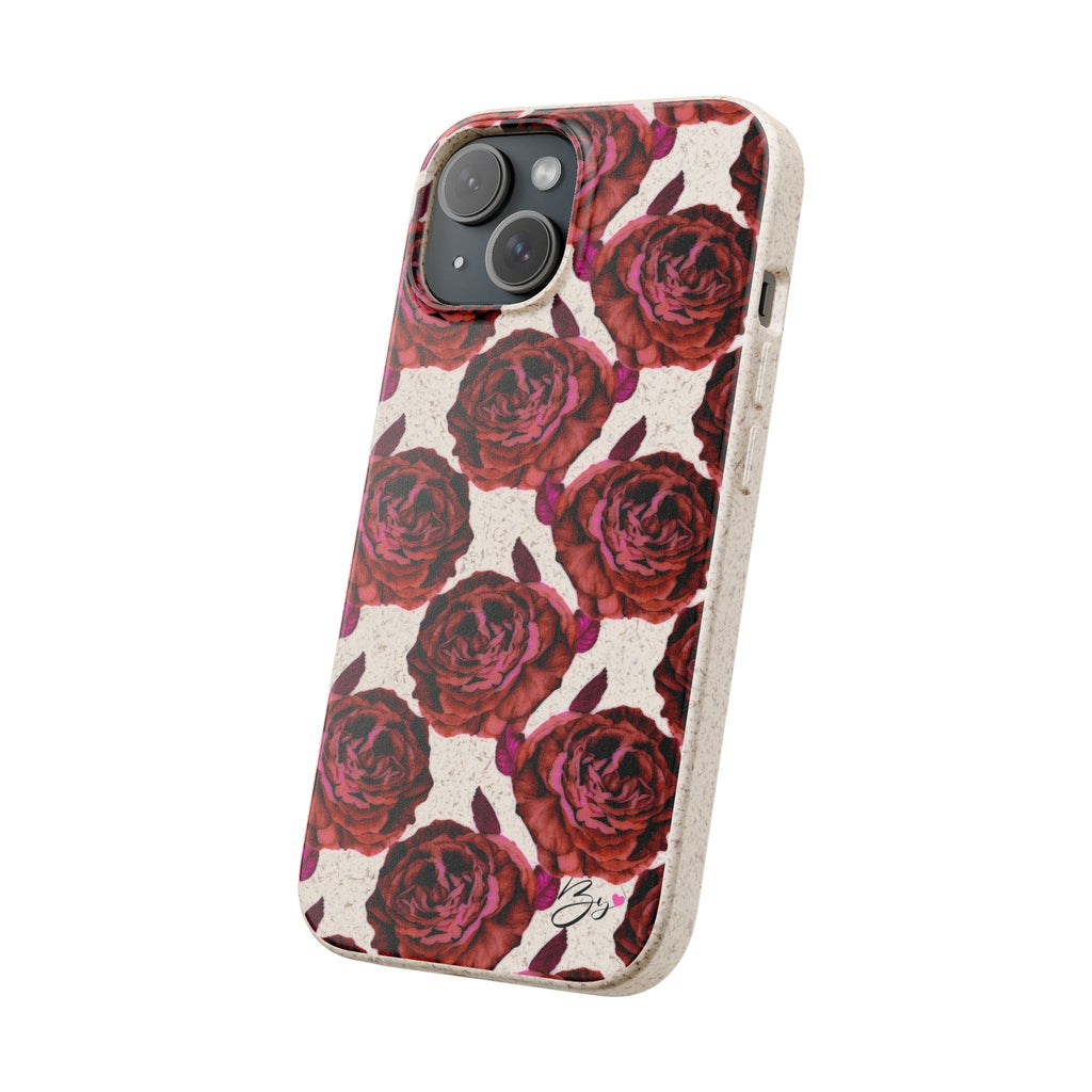 Biodegradable Phone Case — Vintage Rose Pattern Eco-Friendly iPhone Cover
