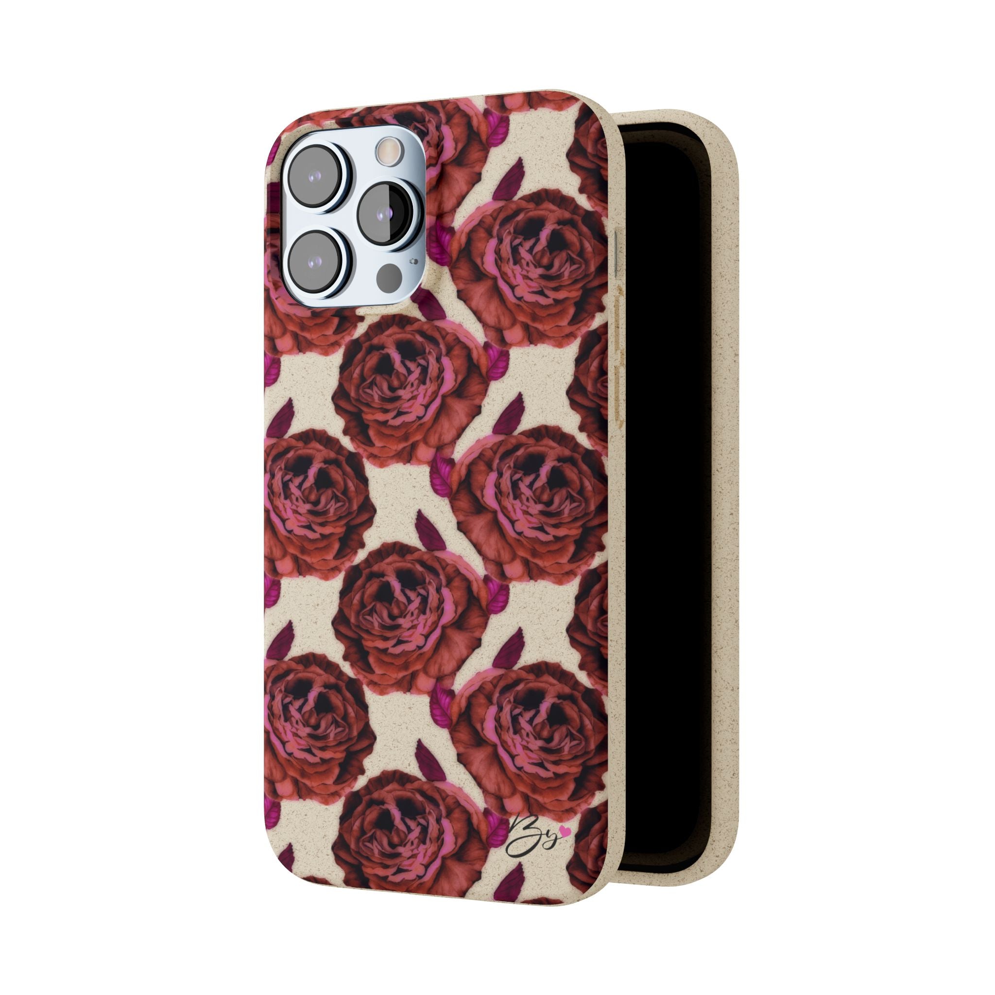 Biodegradable Phone Case — Vintage Rose Pattern Eco-Friendly iPhone Cover