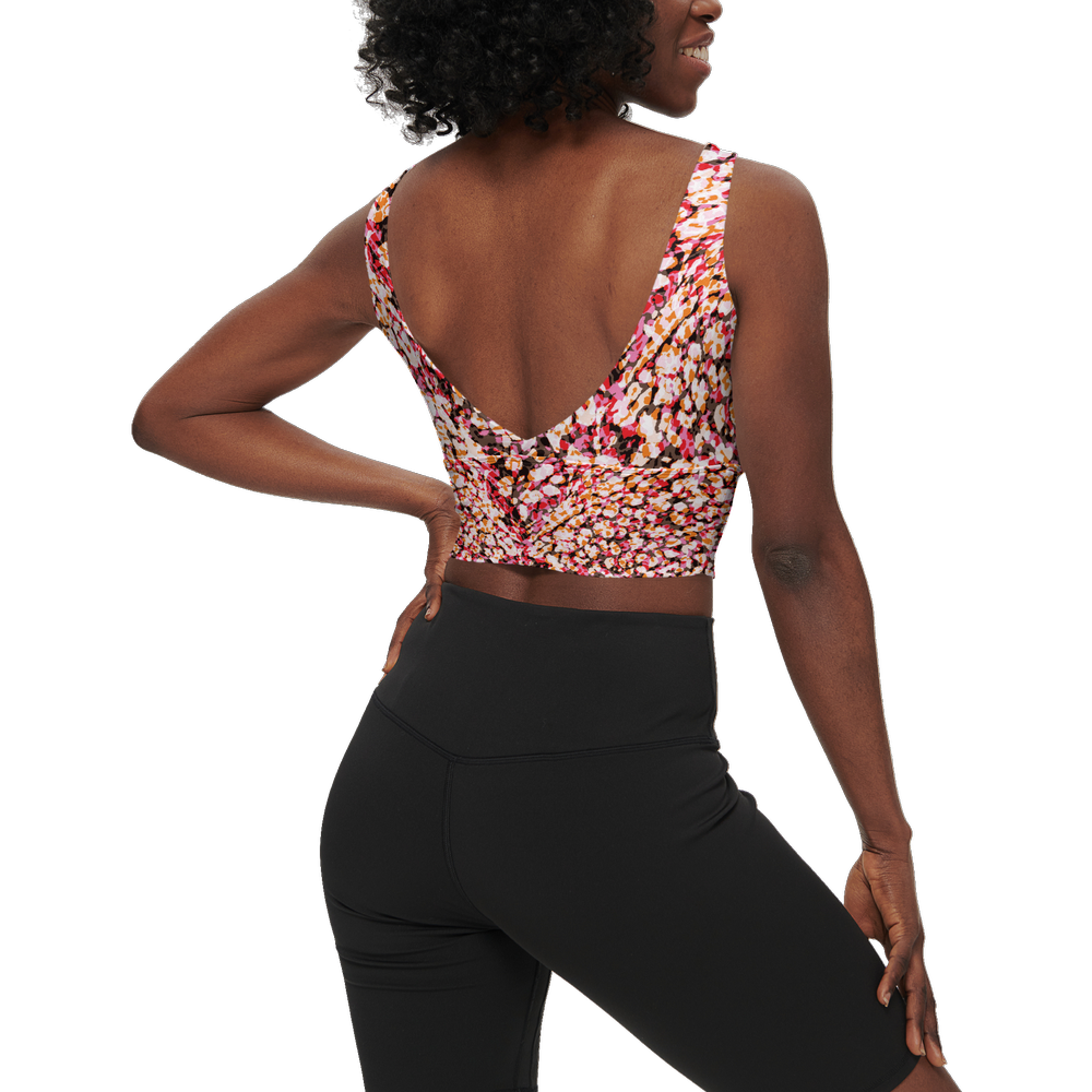 The red leopard -Women's Longline V-Shape-Back Sports Bra-Butter Soft Texture