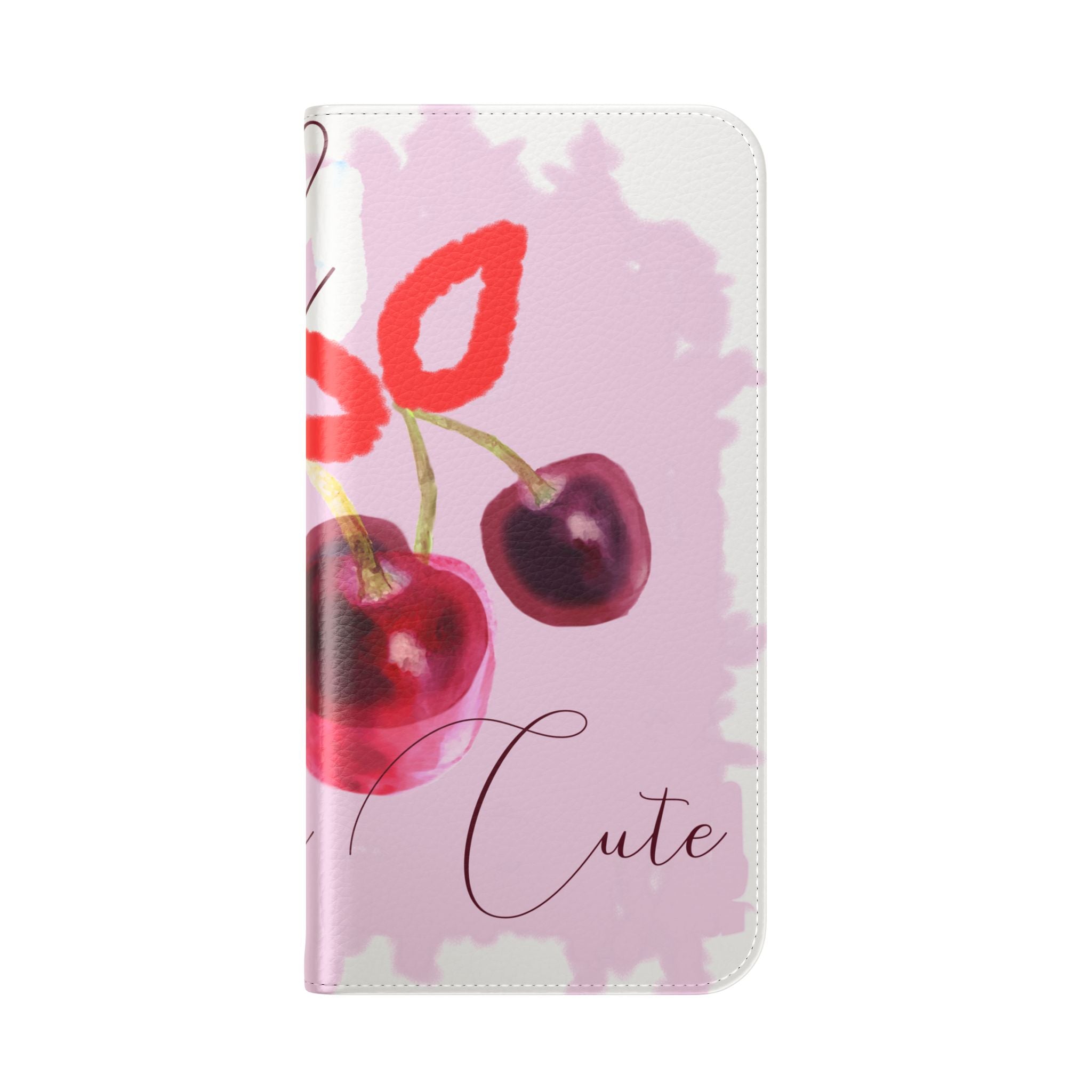 Cherry Cute Flip Phone Wallet Case — 'Ooh La La Cherry Cute' Watercolor Phone Flip Case, Cardholder Folio