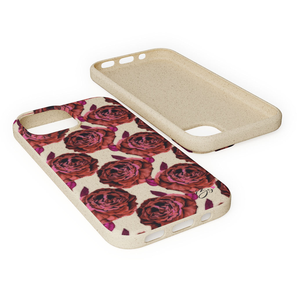Biodegradable Phone Case — Vintage Rose Pattern Eco-Friendly iPhone Cover