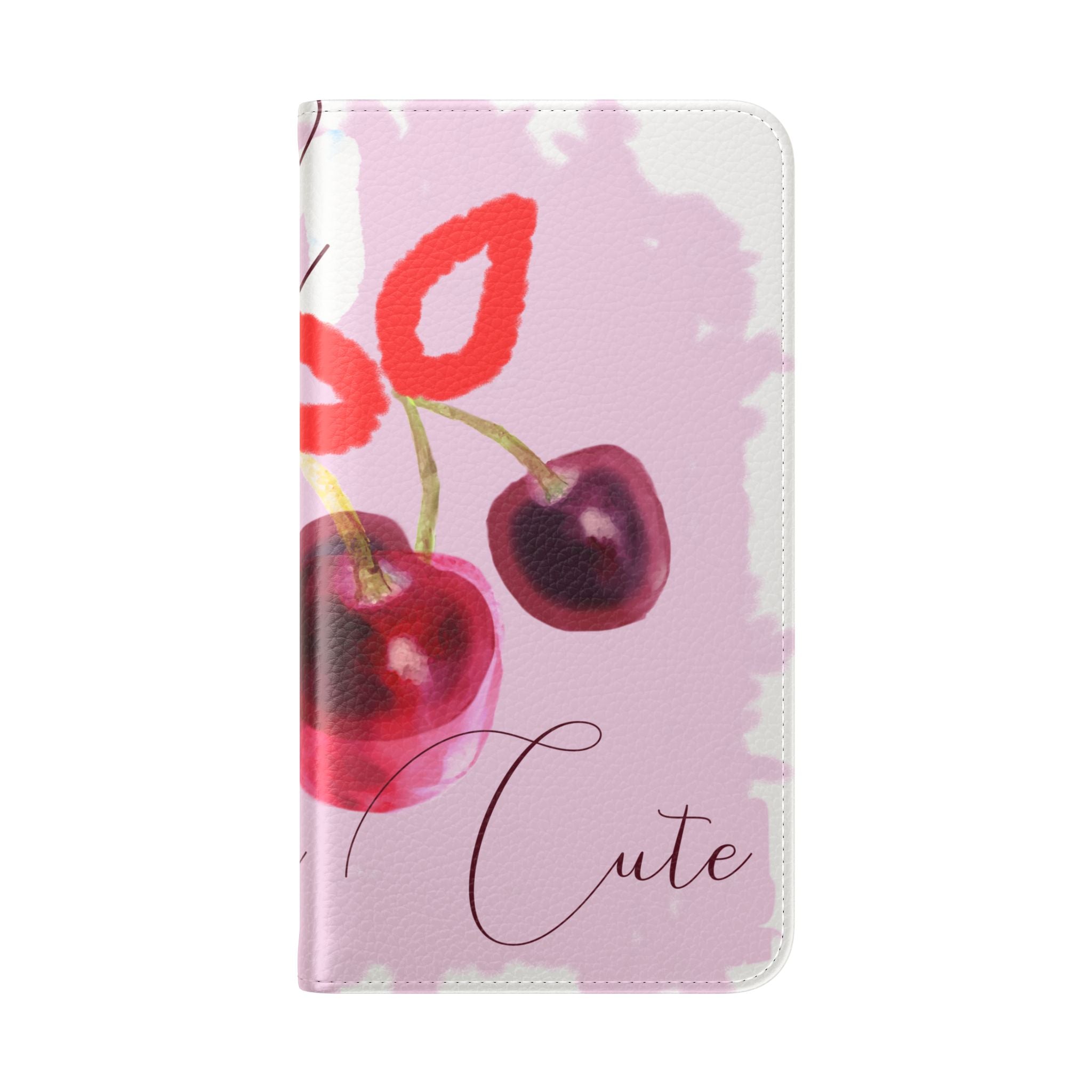 Cherry Cute Flip Phone Wallet Case — 'Ooh La La Cherry Cute' Watercolor Phone Flip Case, Cardholder Folio