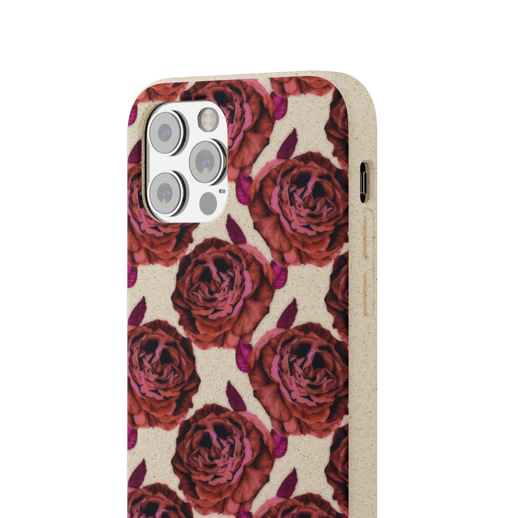 Biodegradable Phone Case — Vintage Rose Pattern Eco-Friendly iPhone Cover