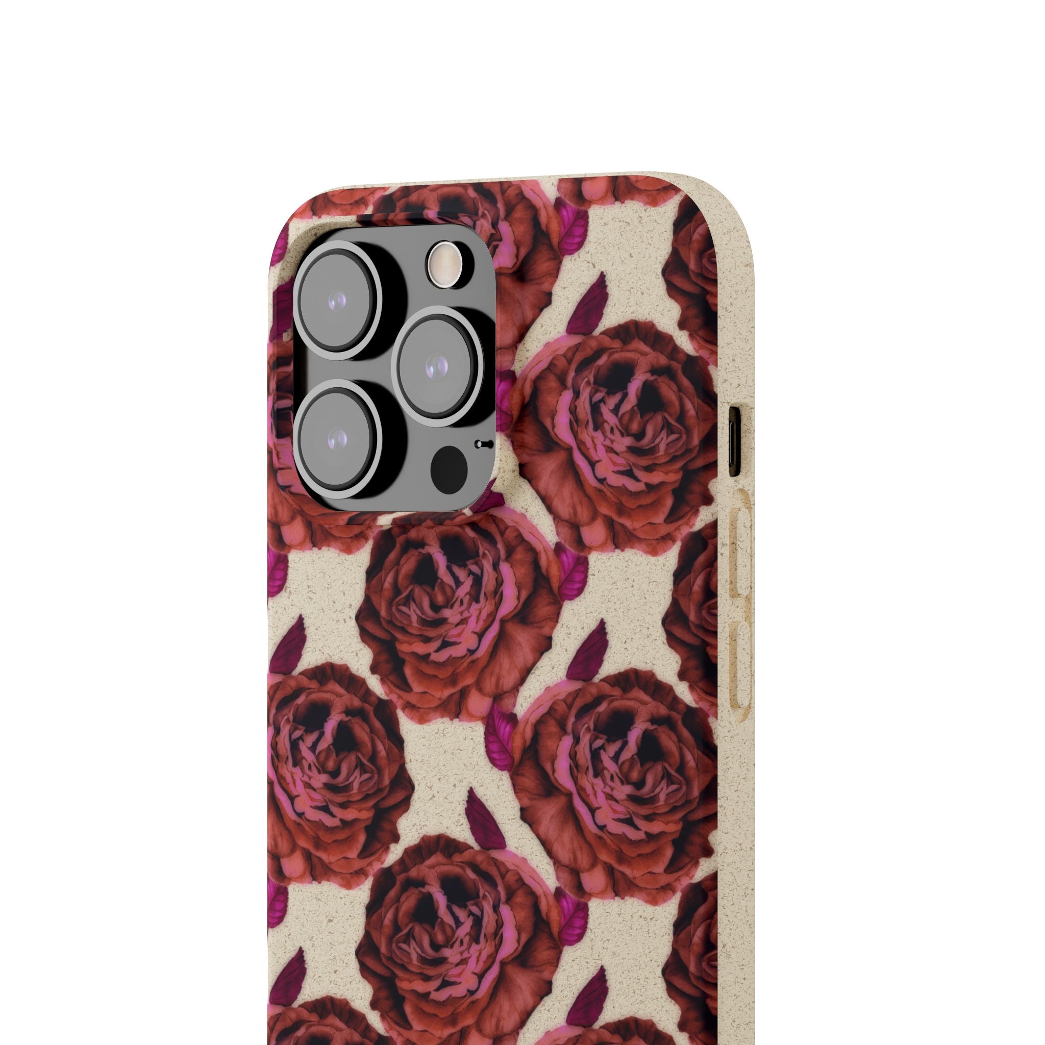 Biodegradable Phone Case — Vintage Rose Pattern Eco-Friendly iPhone Cover