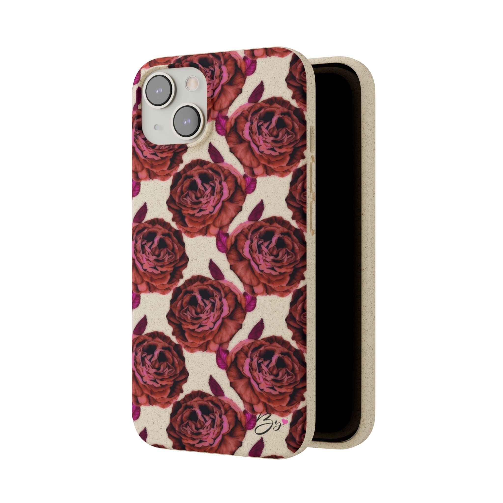 Biodegradable Phone Case — Vintage Rose Pattern Eco-Friendly iPhone Cover