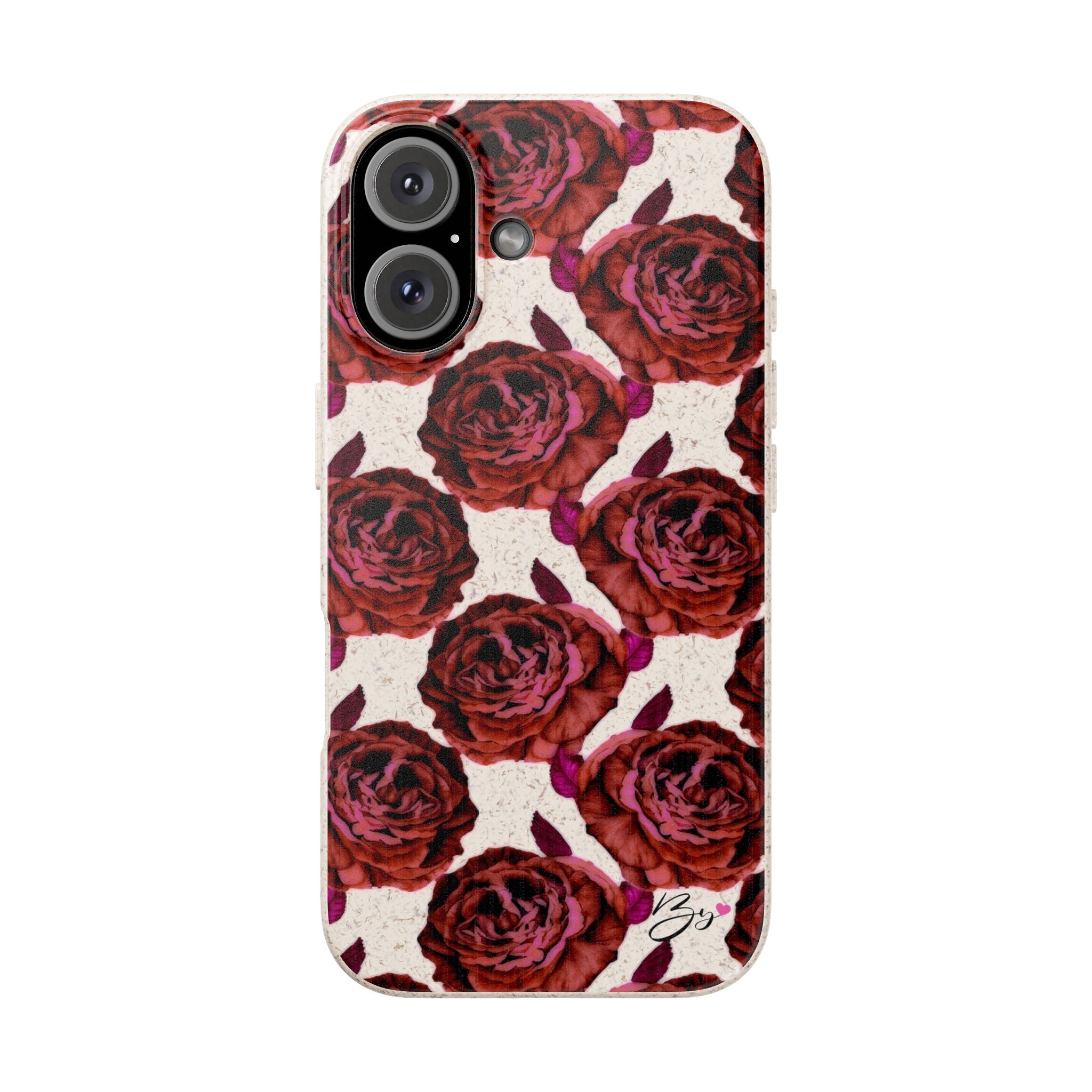 Biodegradable Phone Case — Vintage Rose Pattern Eco-Friendly iPhone Cover