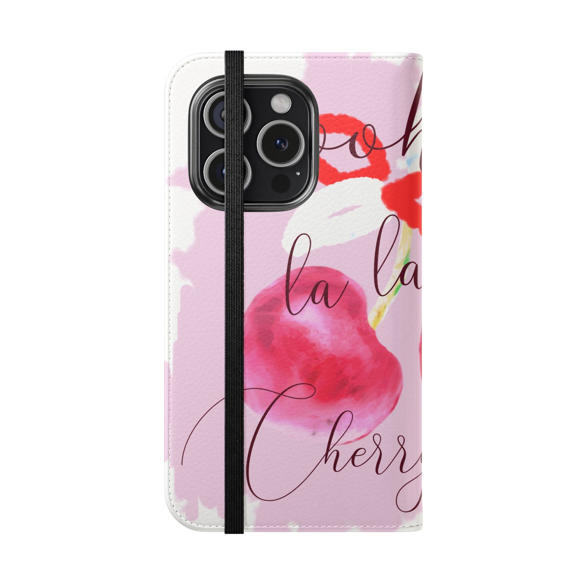 Cherry Cute Flip Phone Wallet Case — 'Ooh La La Cherry Cute' Watercolor Phone Flip Case, Cardholder Folio