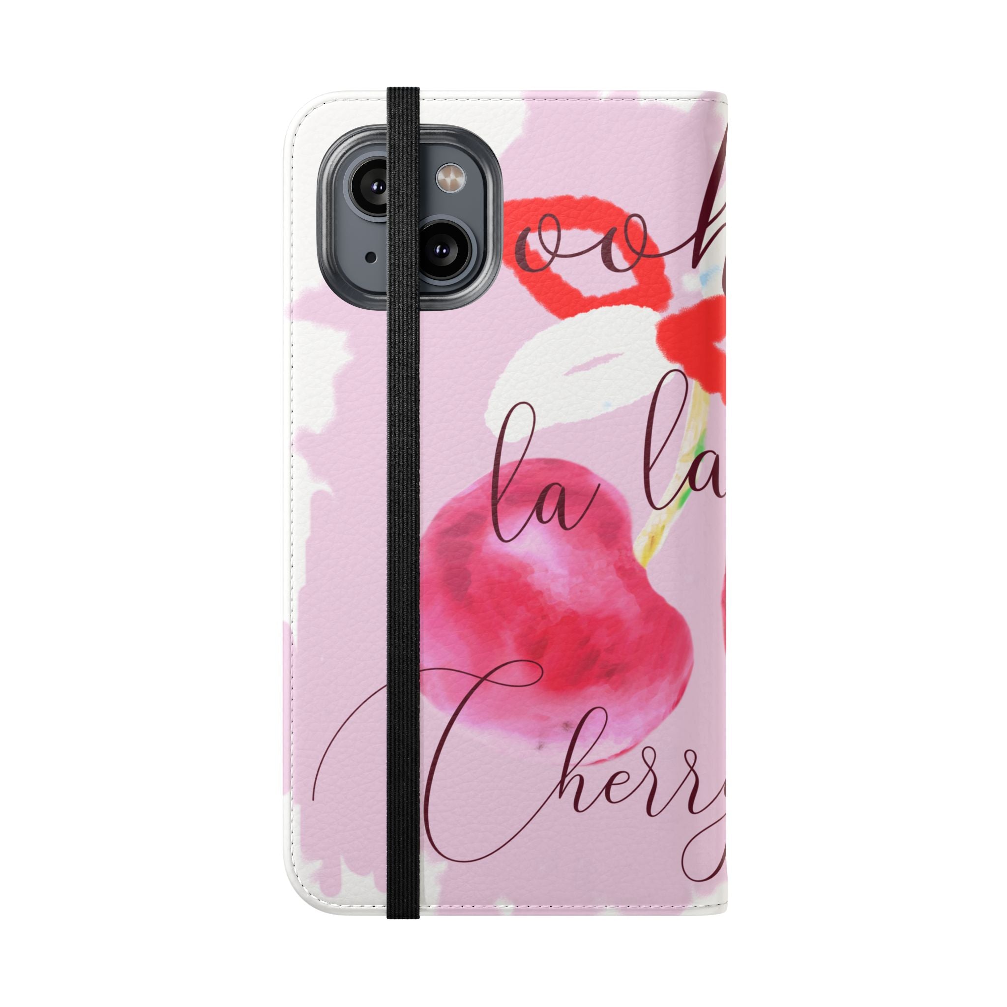 Cherry Cute Flip Phone Wallet Case — 'Ooh La La Cherry Cute' Watercolor Phone Flip Case, Cardholder Folio