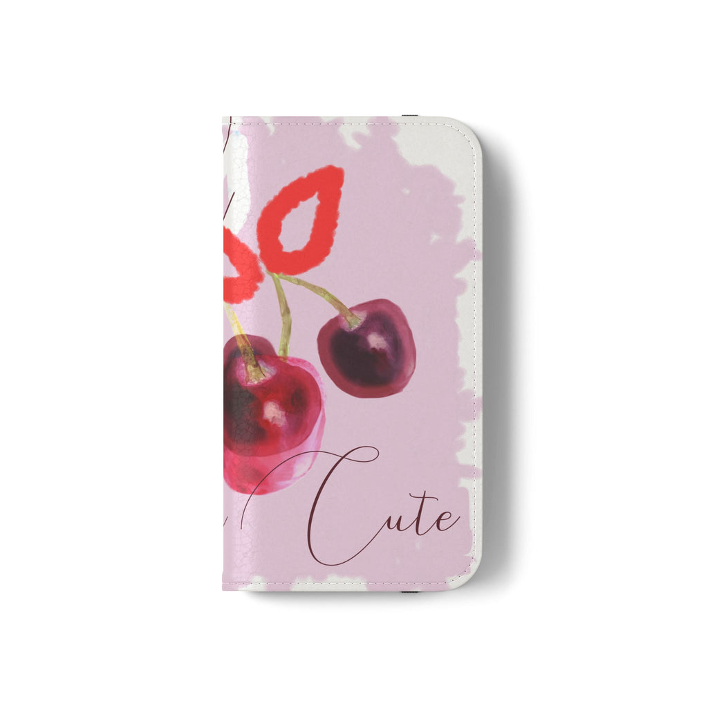 Cherry Cute Flip Phone Wallet Case — 'Ooh La La Cherry Cute' Watercolor Phone Flip Case, Cardholder Folio