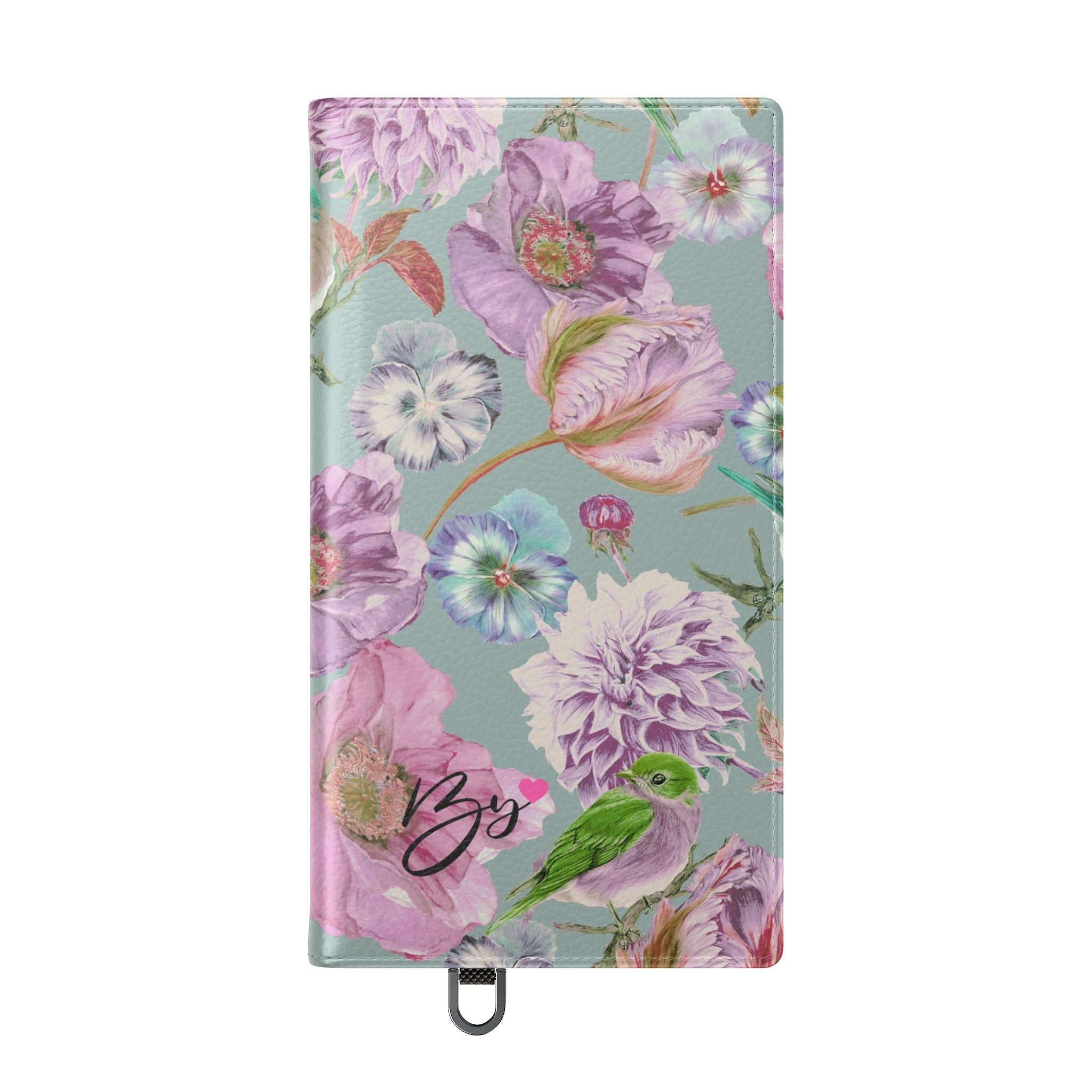 Floral Bird Flip Phone Case — Pastel Garden Wallet Cover with Card Slots