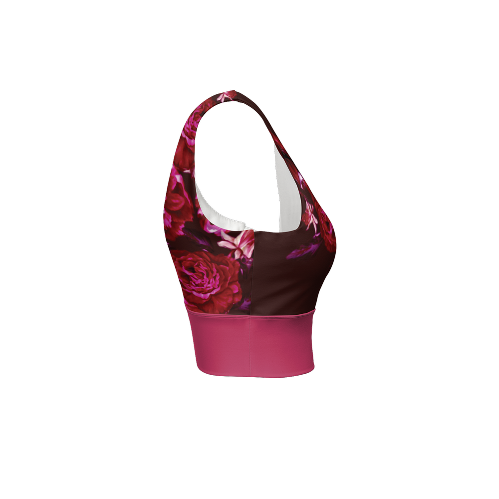 Red Roses — Women's Longline V-Shape-Back Sports Bra