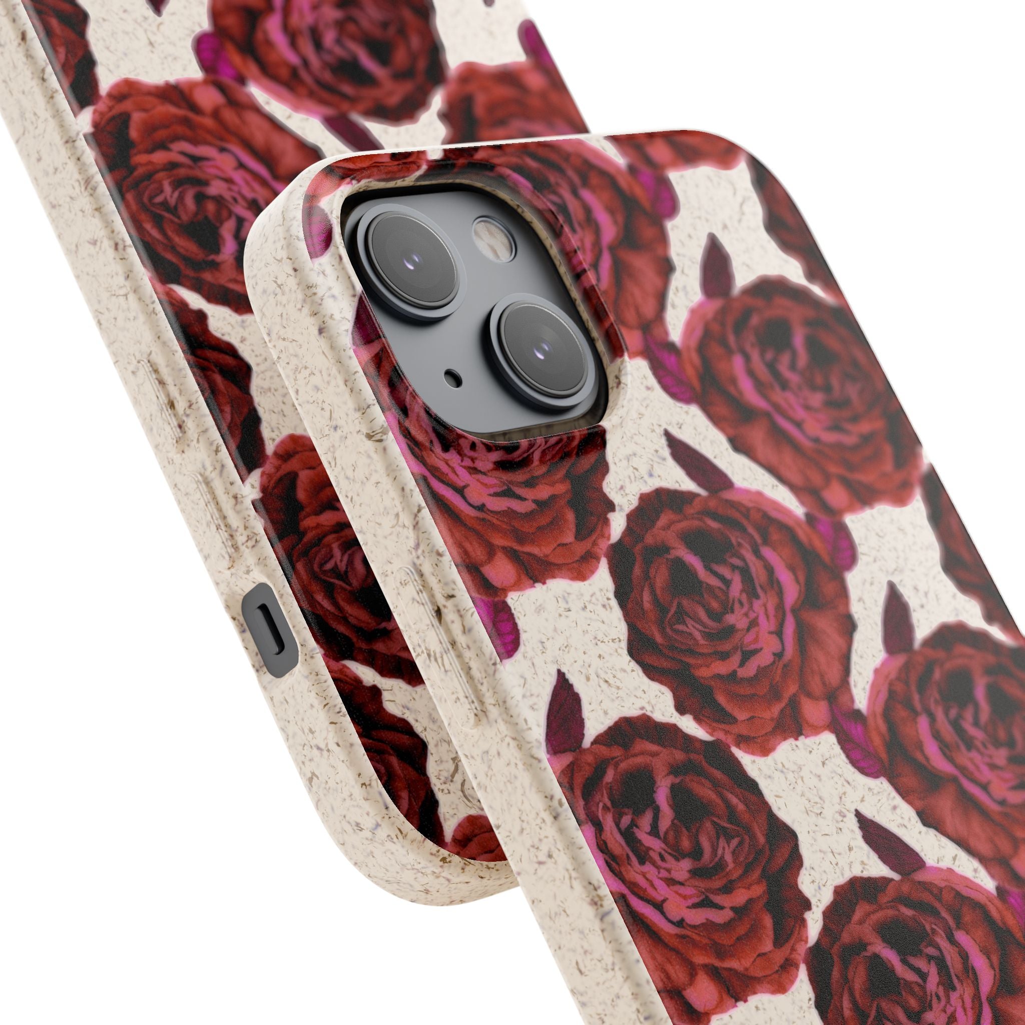 Biodegradable Phone Case — Vintage Rose Pattern Eco-Friendly iPhone Cover