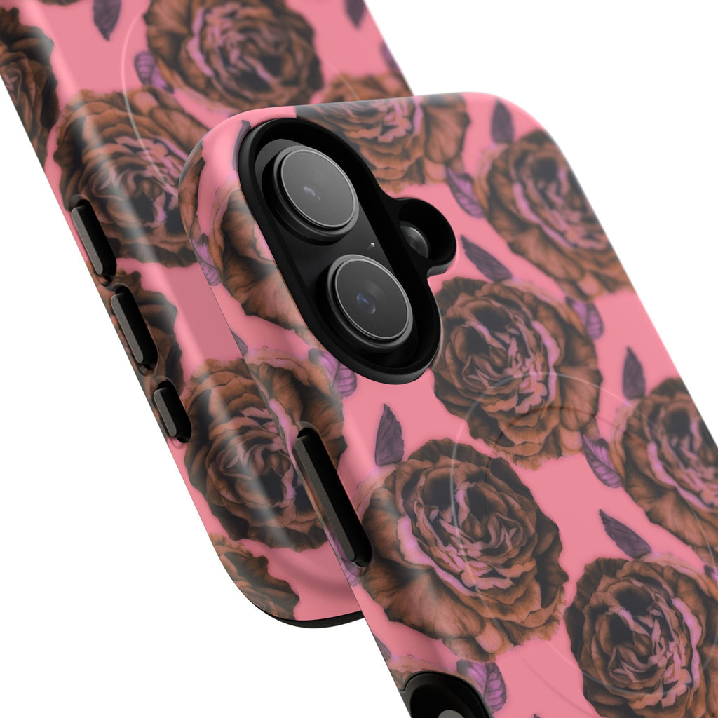 Floral Rose Tough Magnetic Phone Case — Pink Vintage Peony Pattern