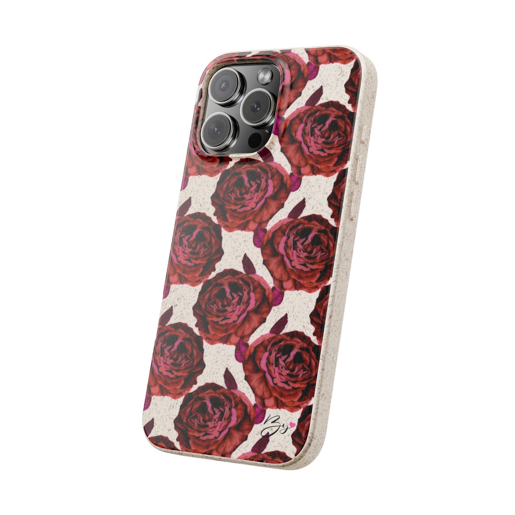 Biodegradable Phone Case — Vintage Rose Pattern Eco-Friendly iPhone Cover