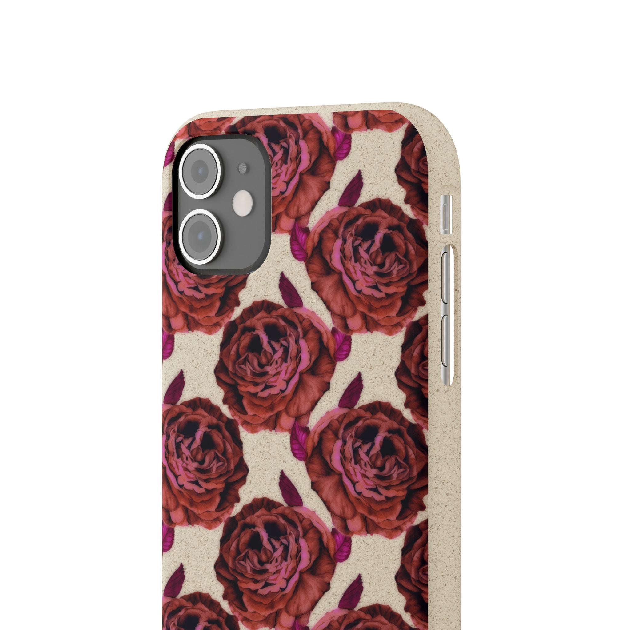Biodegradable Phone Case — Vintage Rose Pattern Eco-Friendly iPhone Cover