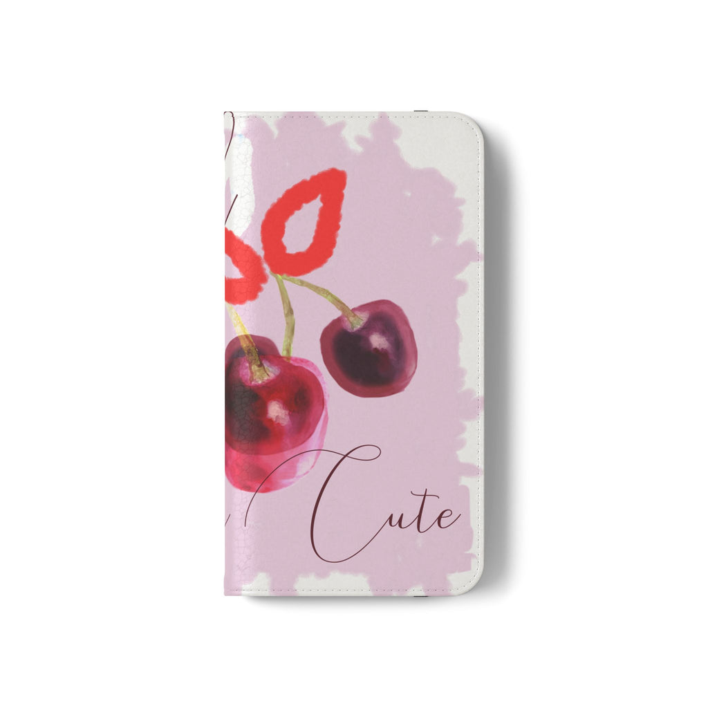 Cherry Cute Flip Phone Wallet Case — 'Ooh La La Cherry Cute' Watercolor Phone Flip Case, Cardholder Folio