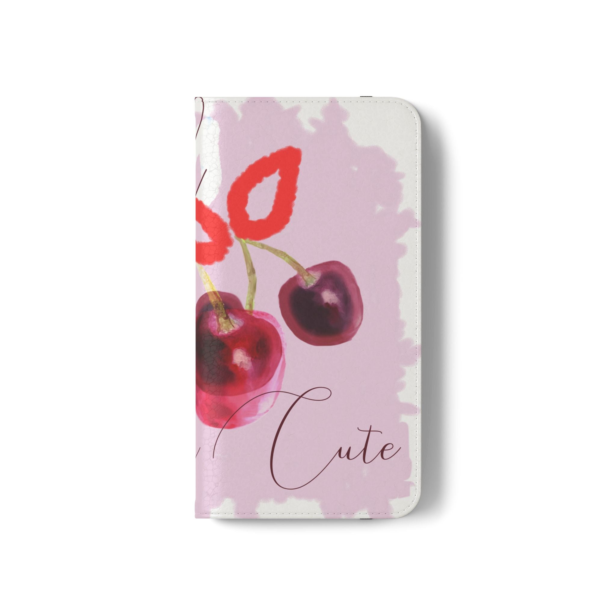Cherry Cute Flip Phone Wallet Case — 'Ooh La La Cherry Cute' Watercolor Phone Flip Case, Cardholder Folio
